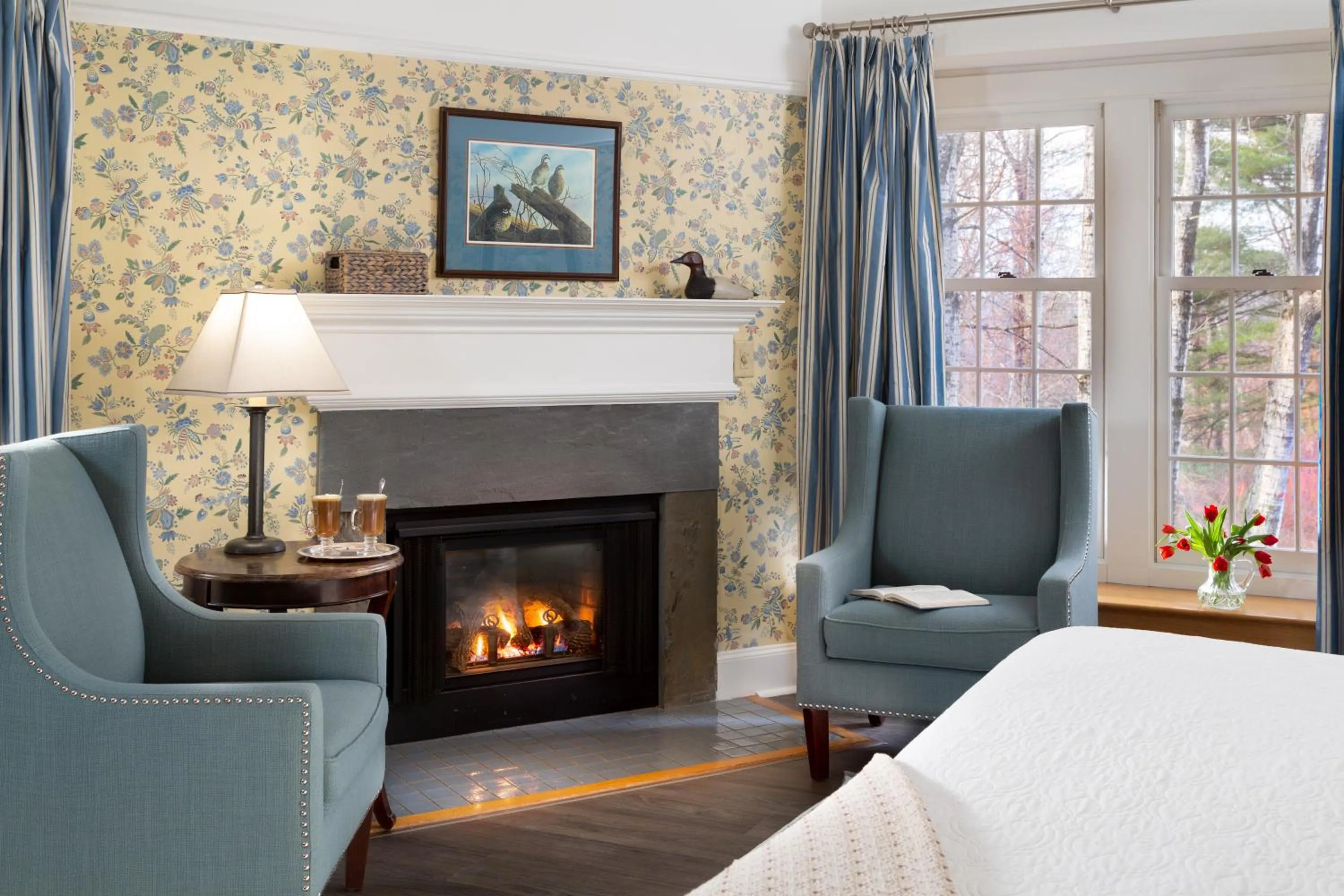 fireplace in Chesterfield Inn