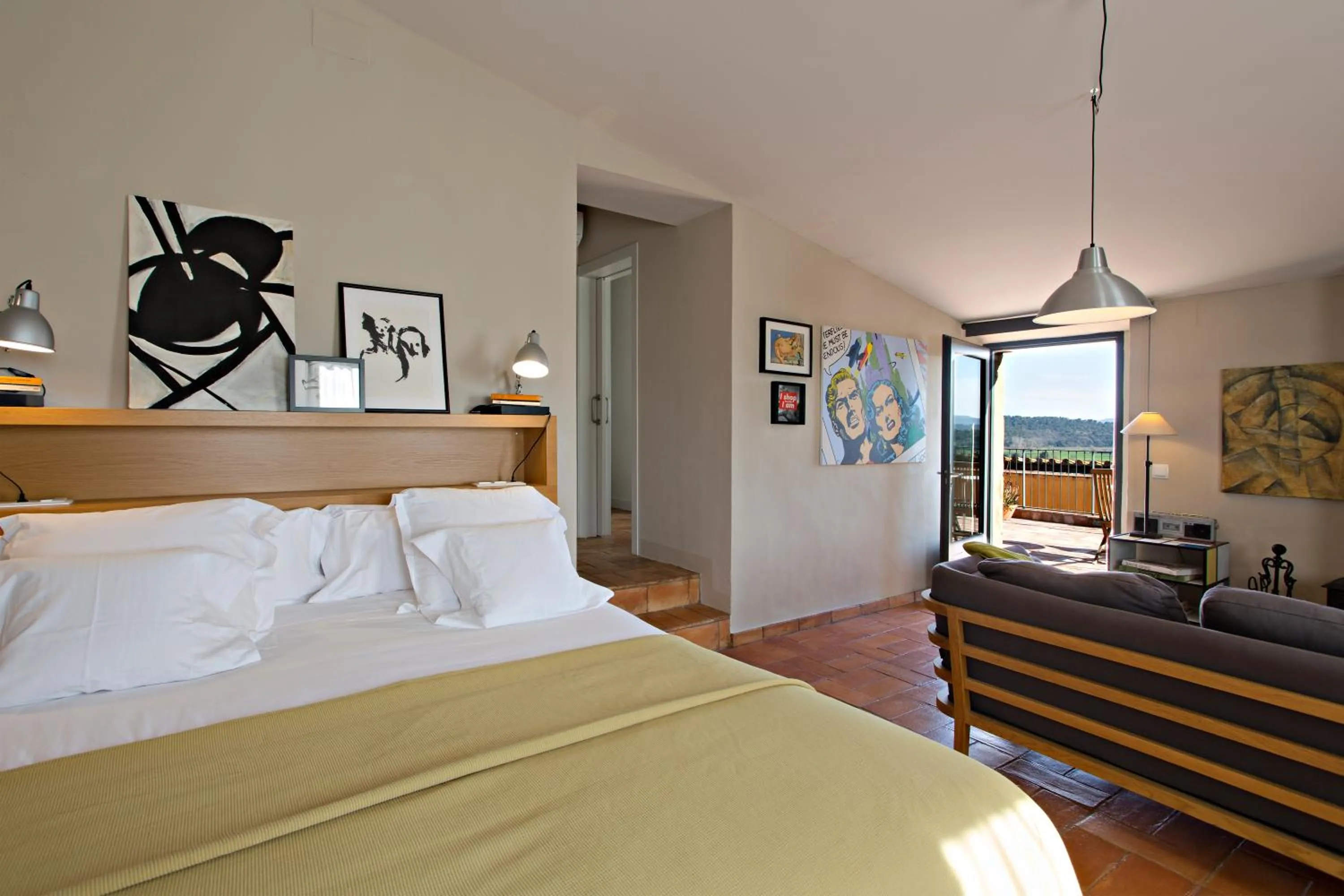 Balcony/Terrace, Bed in Encís d'Empordà -Adults Only-