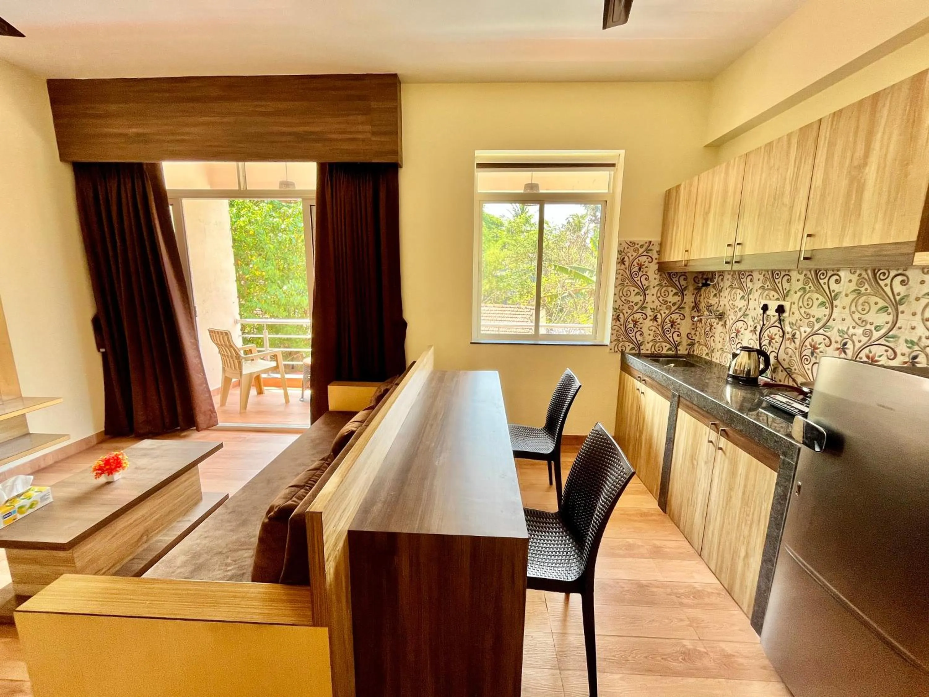 Dining area in Lykke Suites- 2-min Drive to Colva Beach-By Goan Felicidade Hospitality PVT LTD