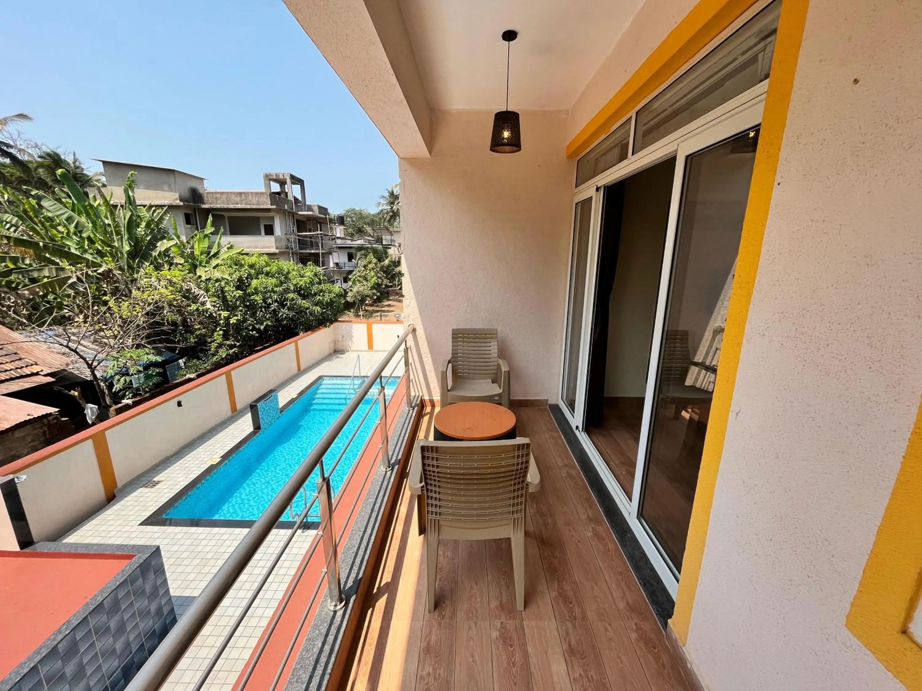 Balcony/Terrace in Lykke Suites- 2-min Drive to Colva Beach-By Goan Felicidade Hospitality PVT LTD