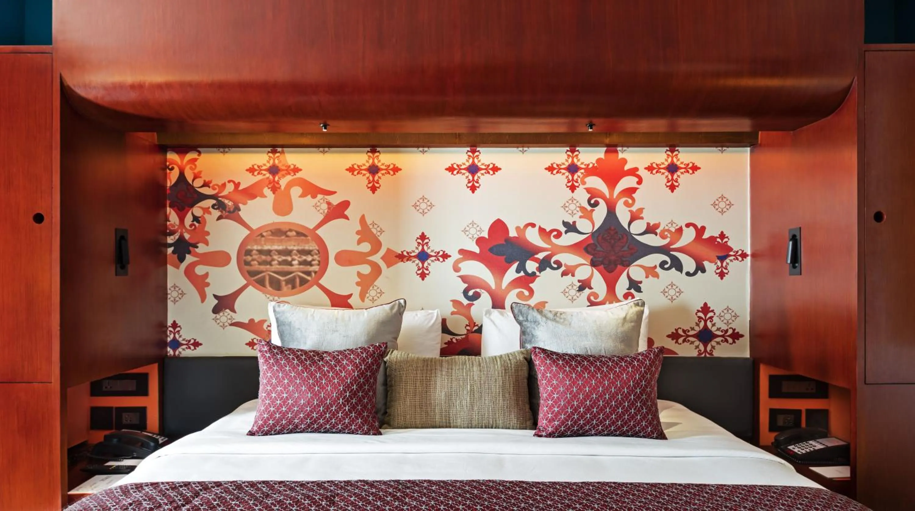 Decorative detail, Bed in Zone By The Park , Bani Park Jaipur