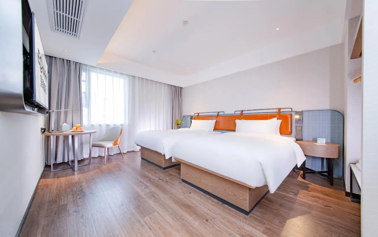 Bed in Echarm Hotel Xiaogan Yingcheng Stadium Store