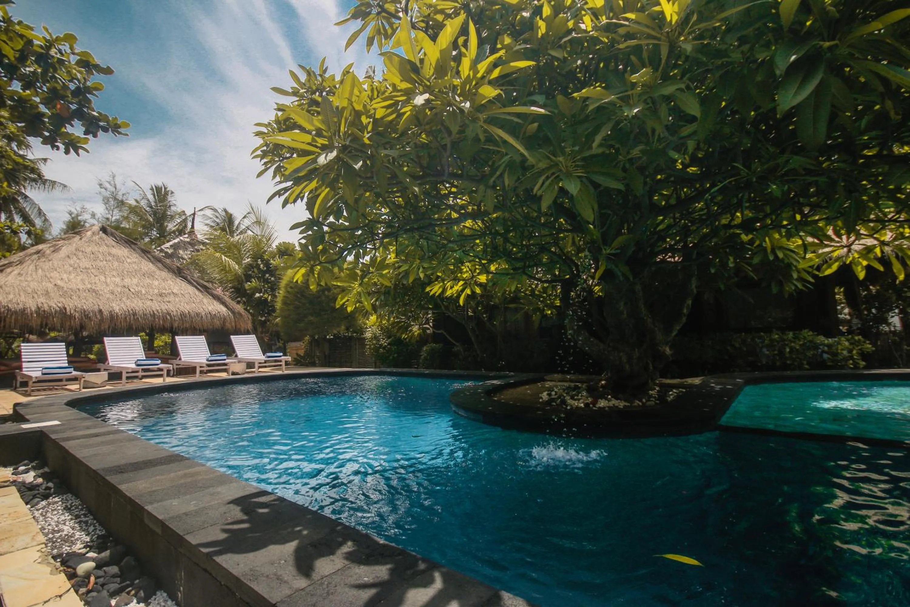 Pool view in Sejuk Cottages