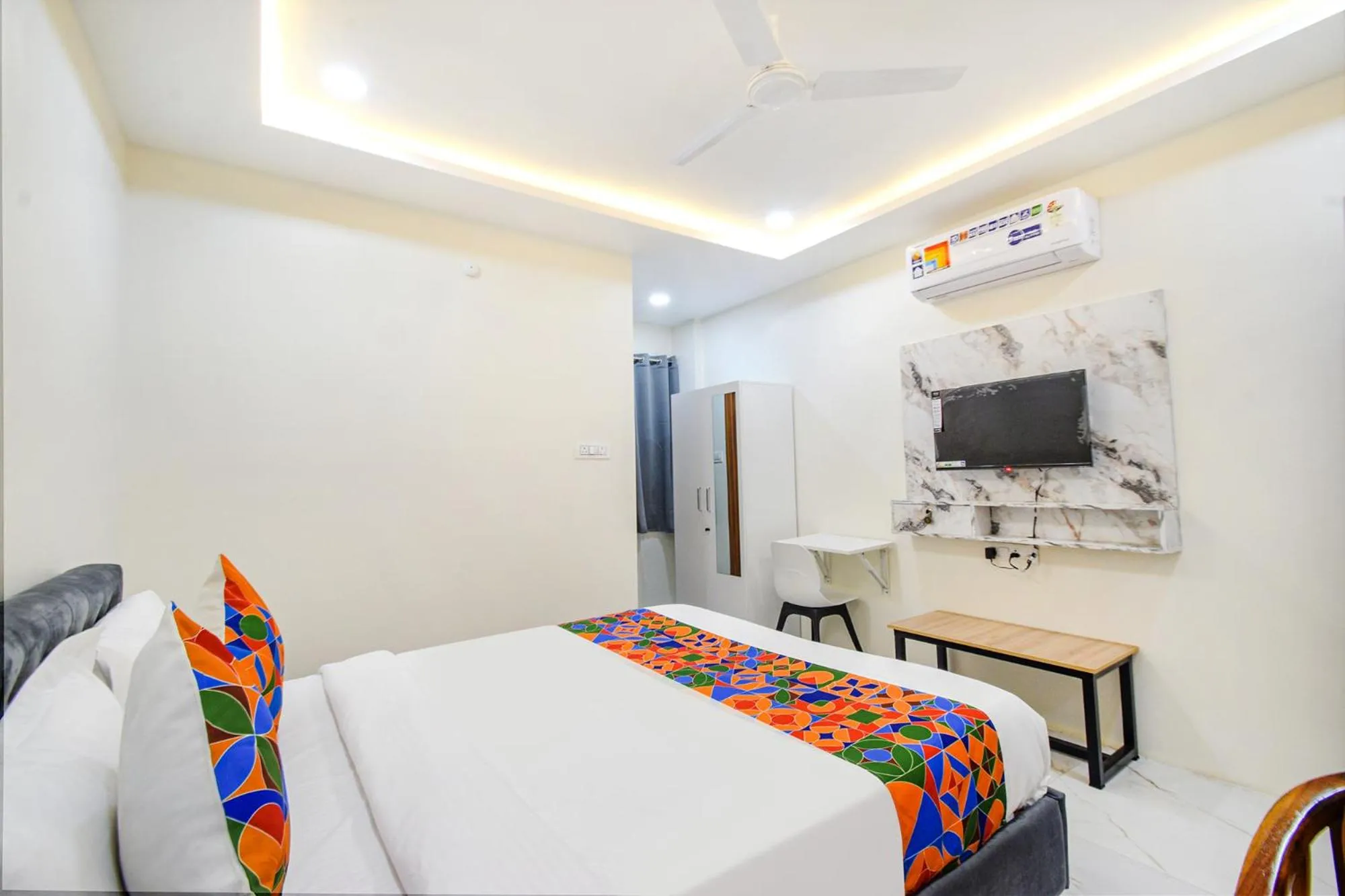 Bed in FabHotel SSR Ikon Suites - Nr Hyderabad Central University, Kondapur