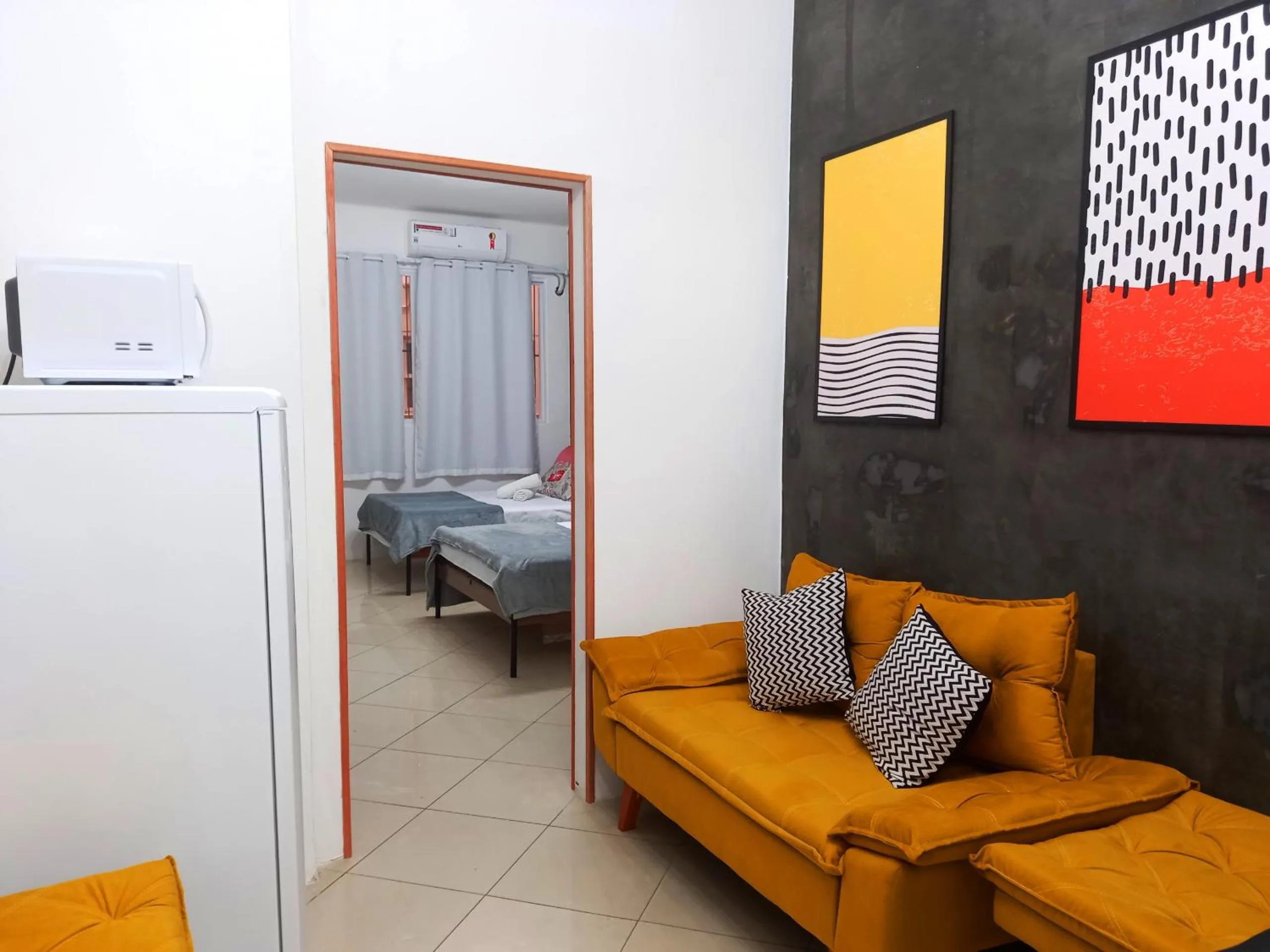 Bed in Studio na Praia de Copacabana, maquina de lavar