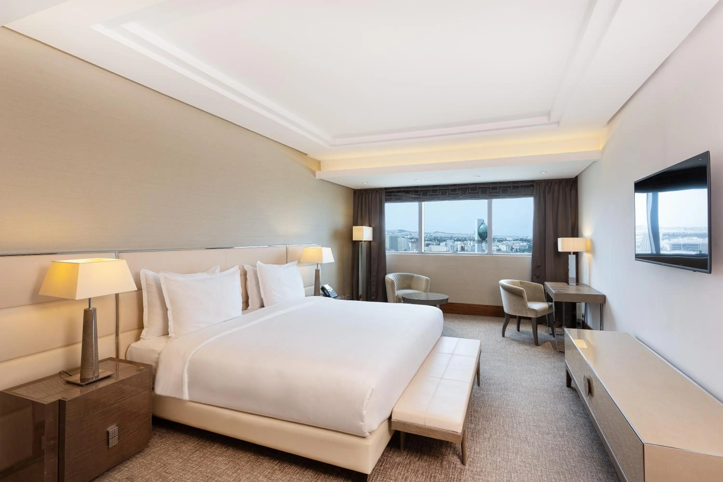 View (from property/room), Bed in Radisson Blu Hotel & Convention Center, Tunis