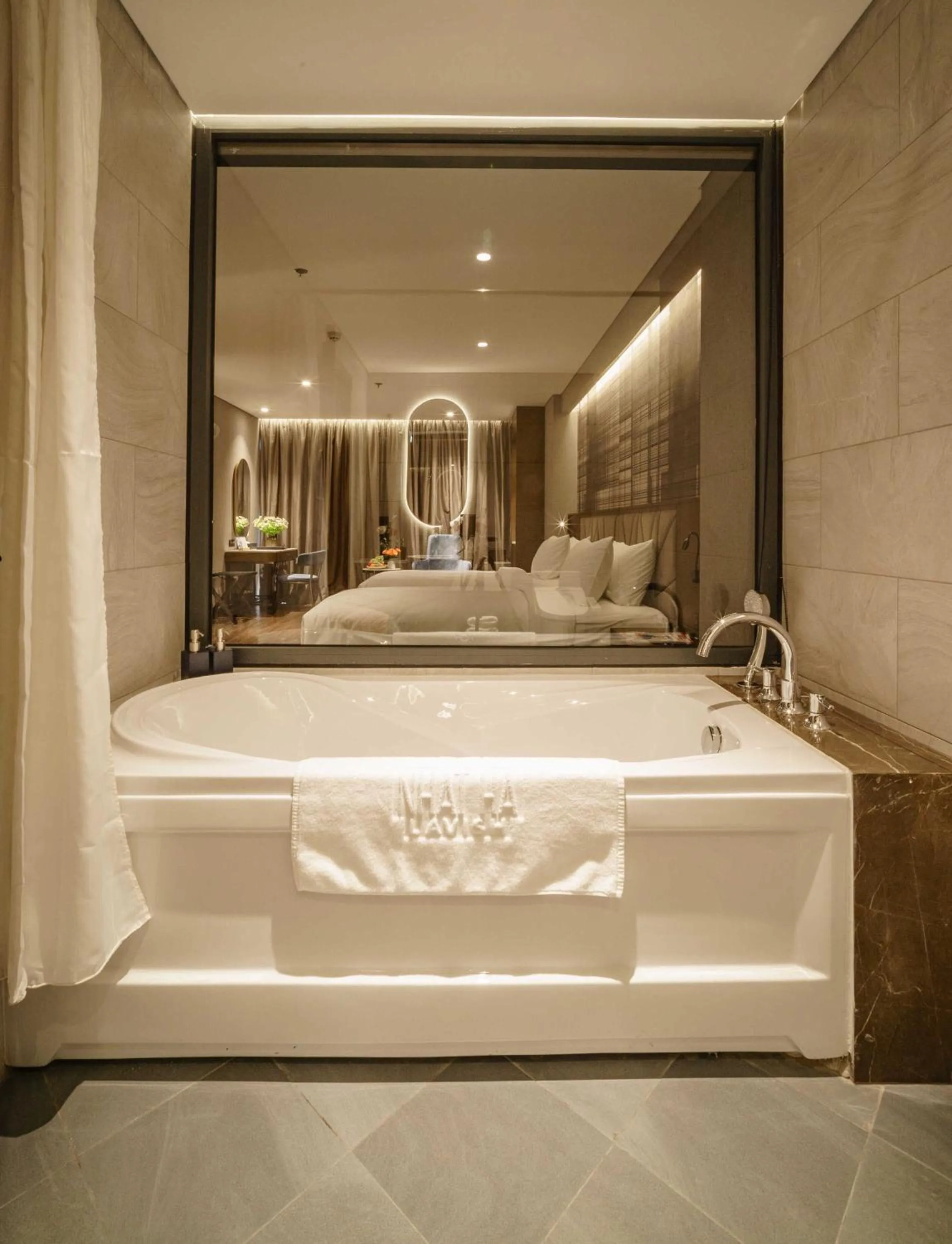 Bathroom, Bed in Nhat Ha Lavish Hotel