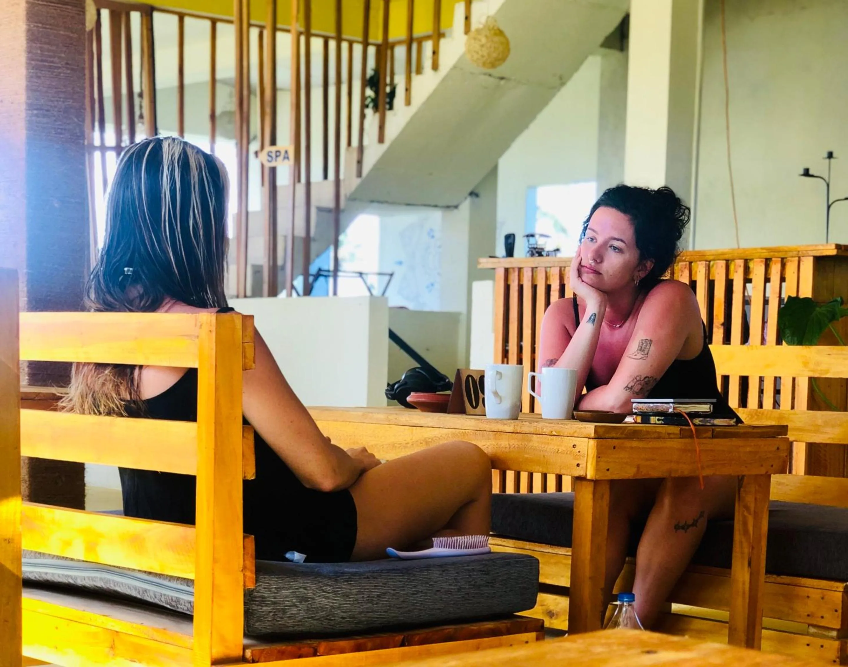 Seating area in Wake N Flow, Weligama