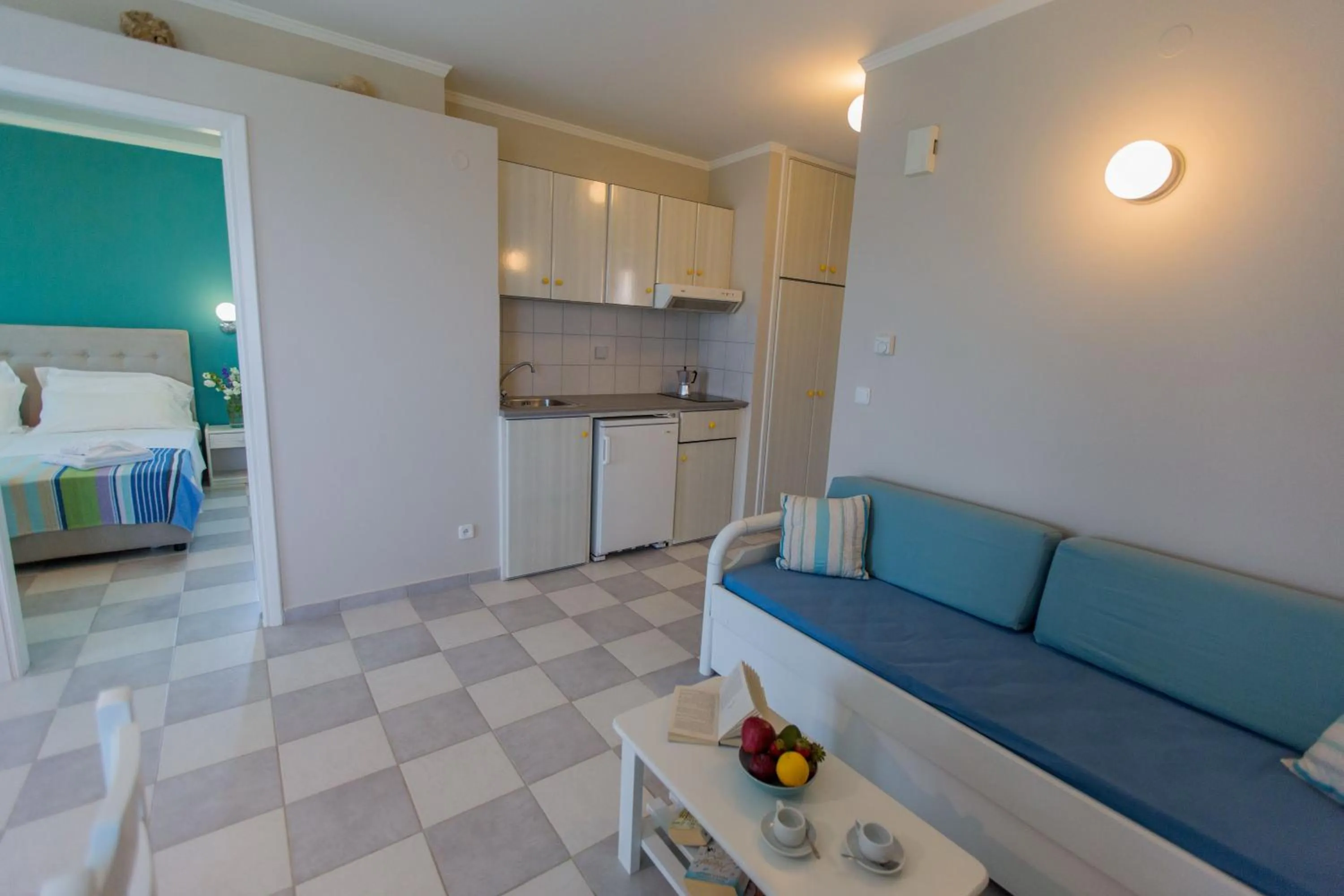 Living room, Bed in Villa Theodora