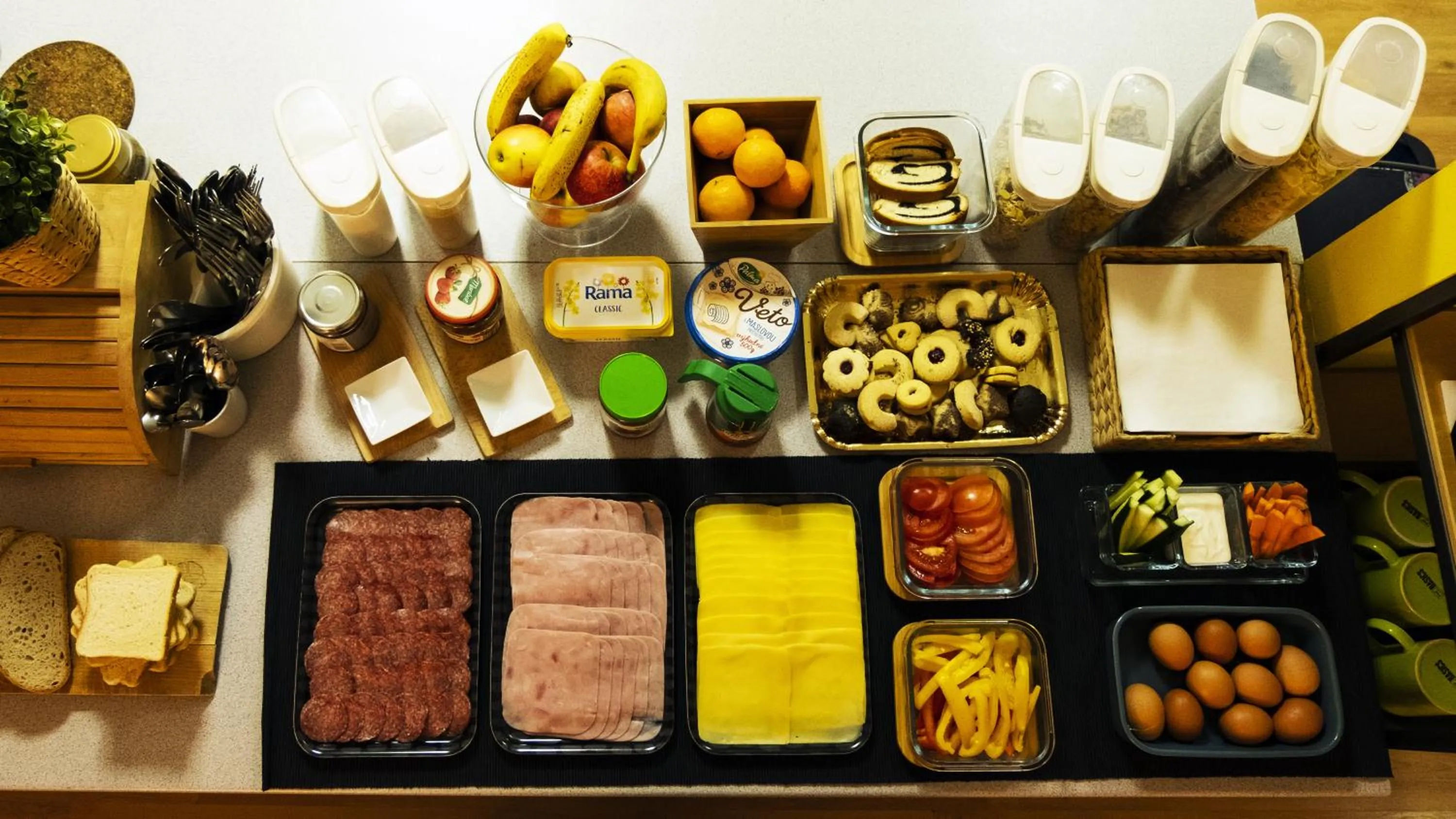 Continental breakfast in Nitra Glycerin Hostel