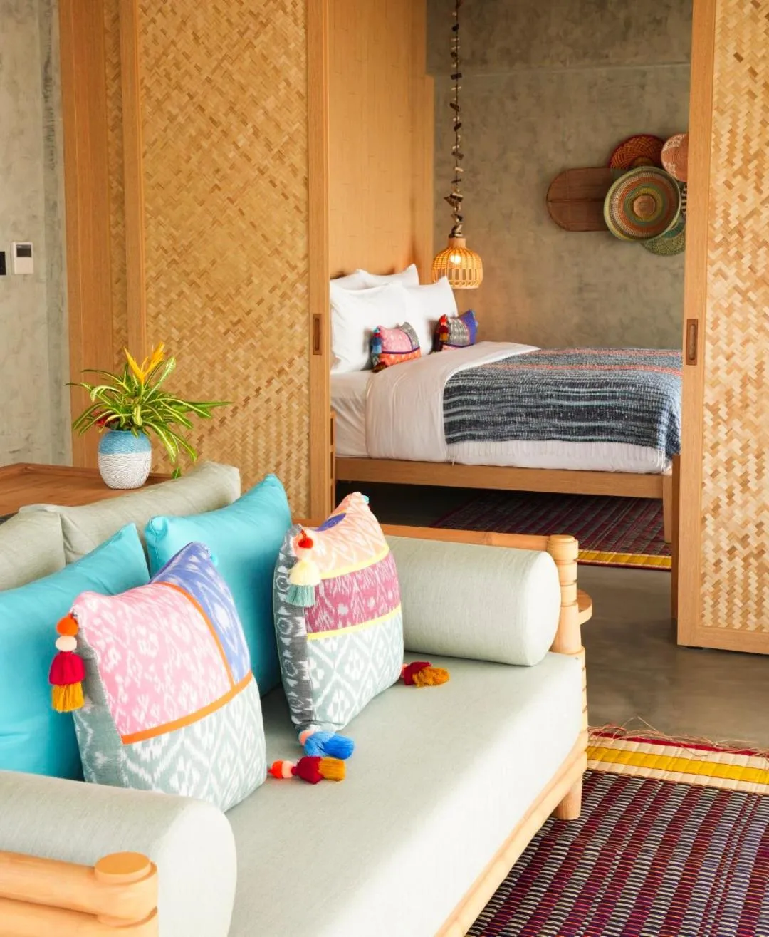 Seating area, Bed in JATI Koh Russey