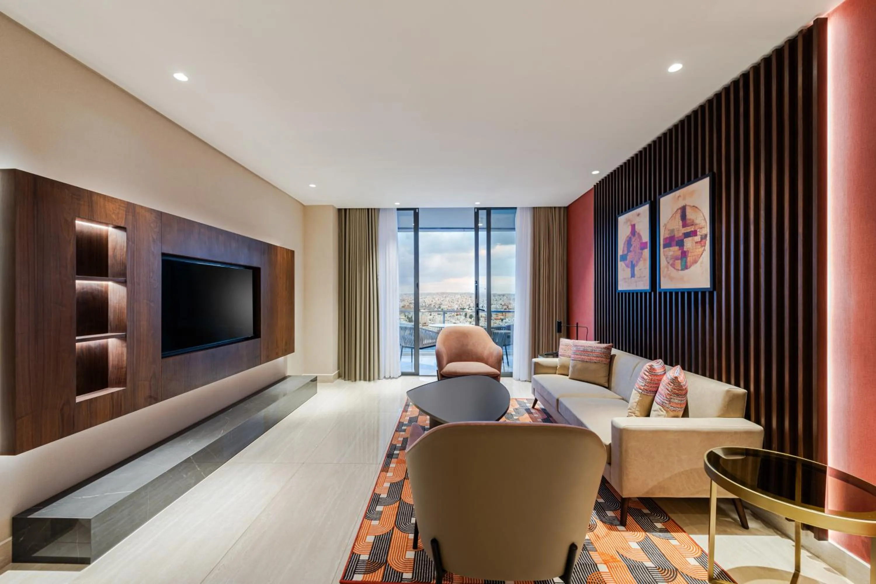 Balcony/Terrace, Bed in Doubletree By Hilton Amman Hotel & Residences