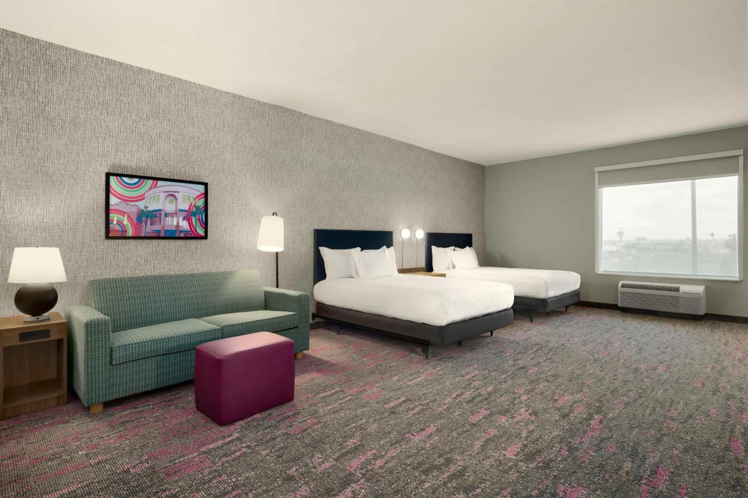 Living room, Bed in Home2 Suites By Hilton San Juan