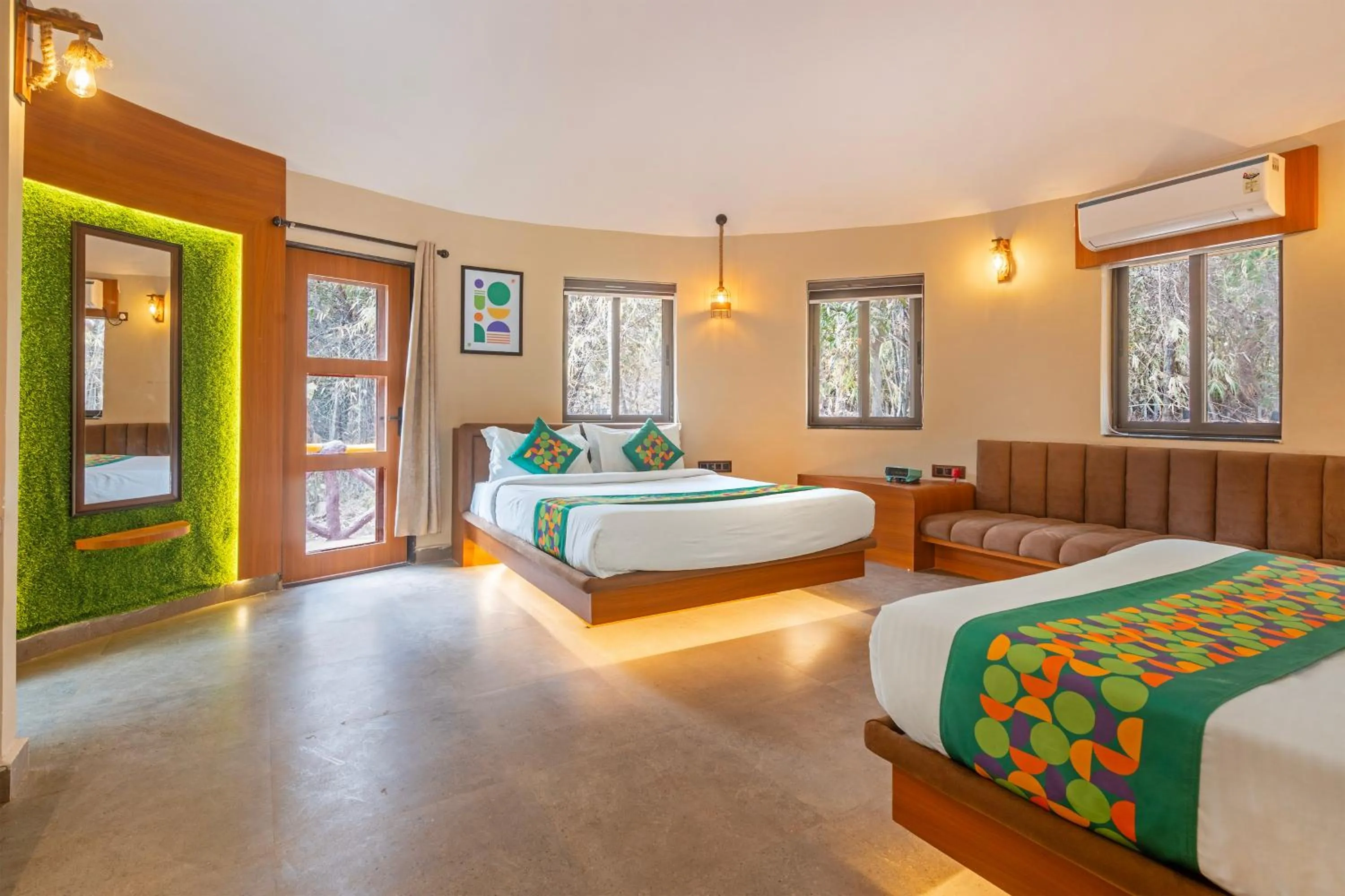 Bedroom, Bed in Treebo Premium Mowgli's Den Pench with Swimming Pool