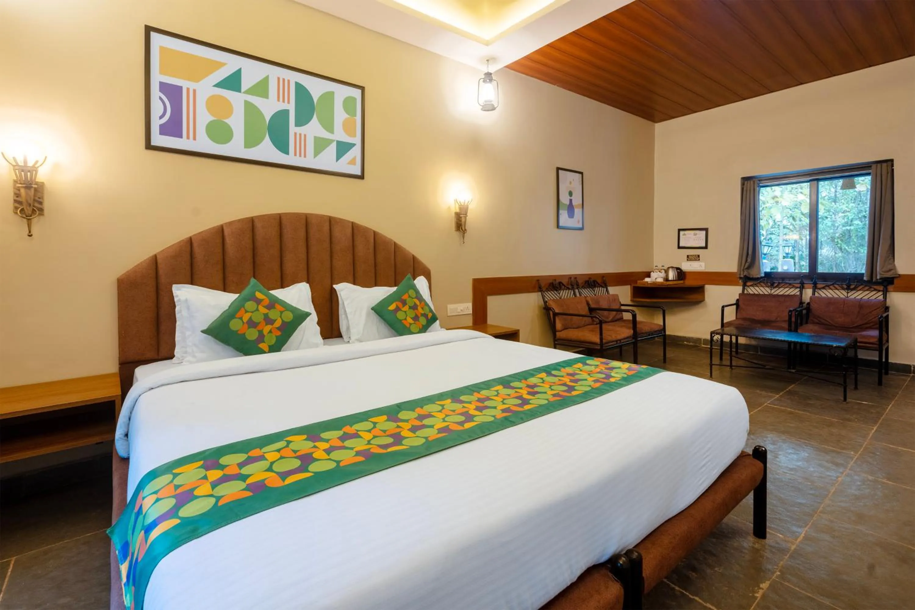 Bedroom, Bed in Treebo Premium Mowgli's Den Pench with Swimming Pool