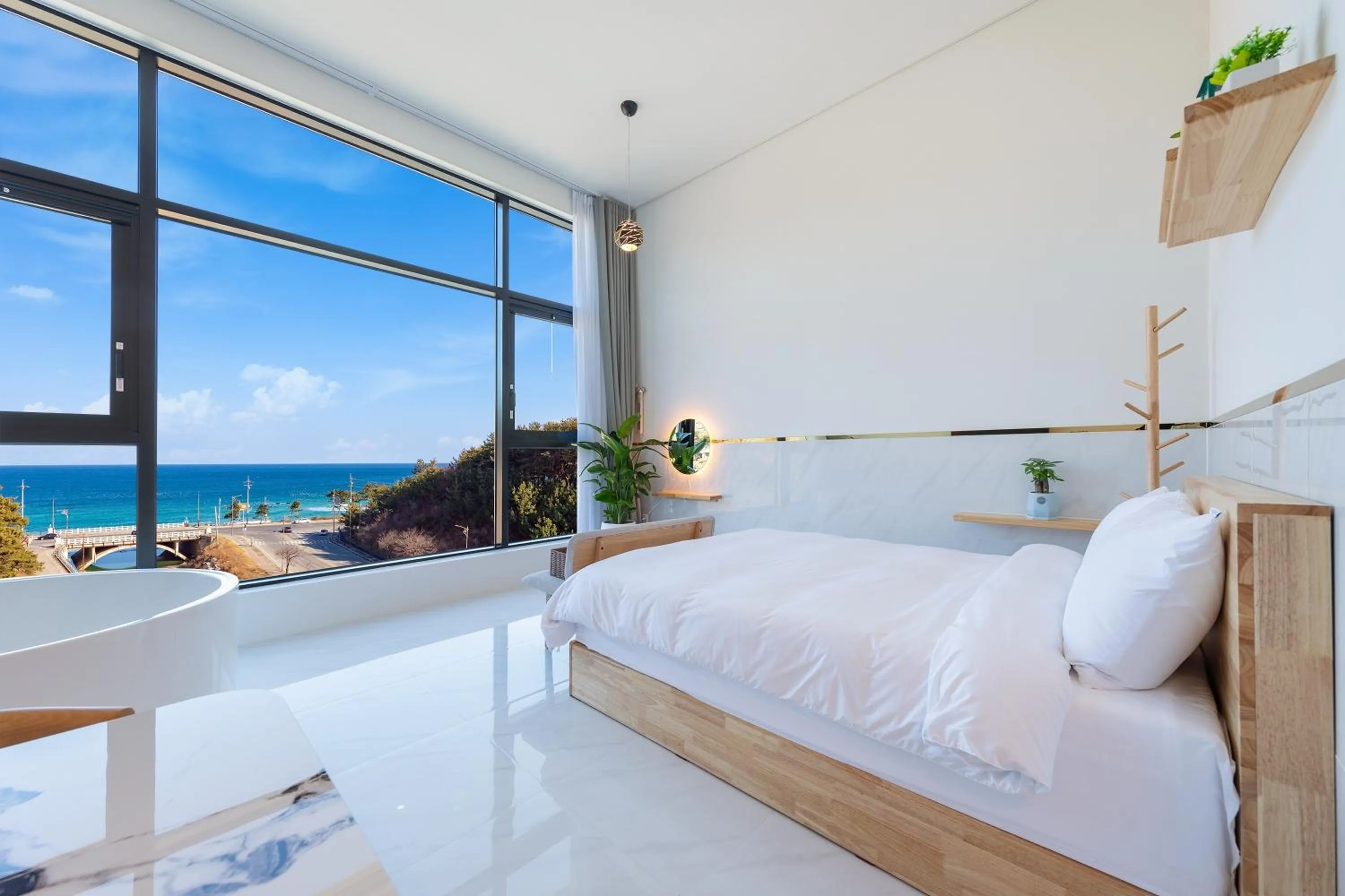 Bed in Today Gyeongpo Oceanview Pension