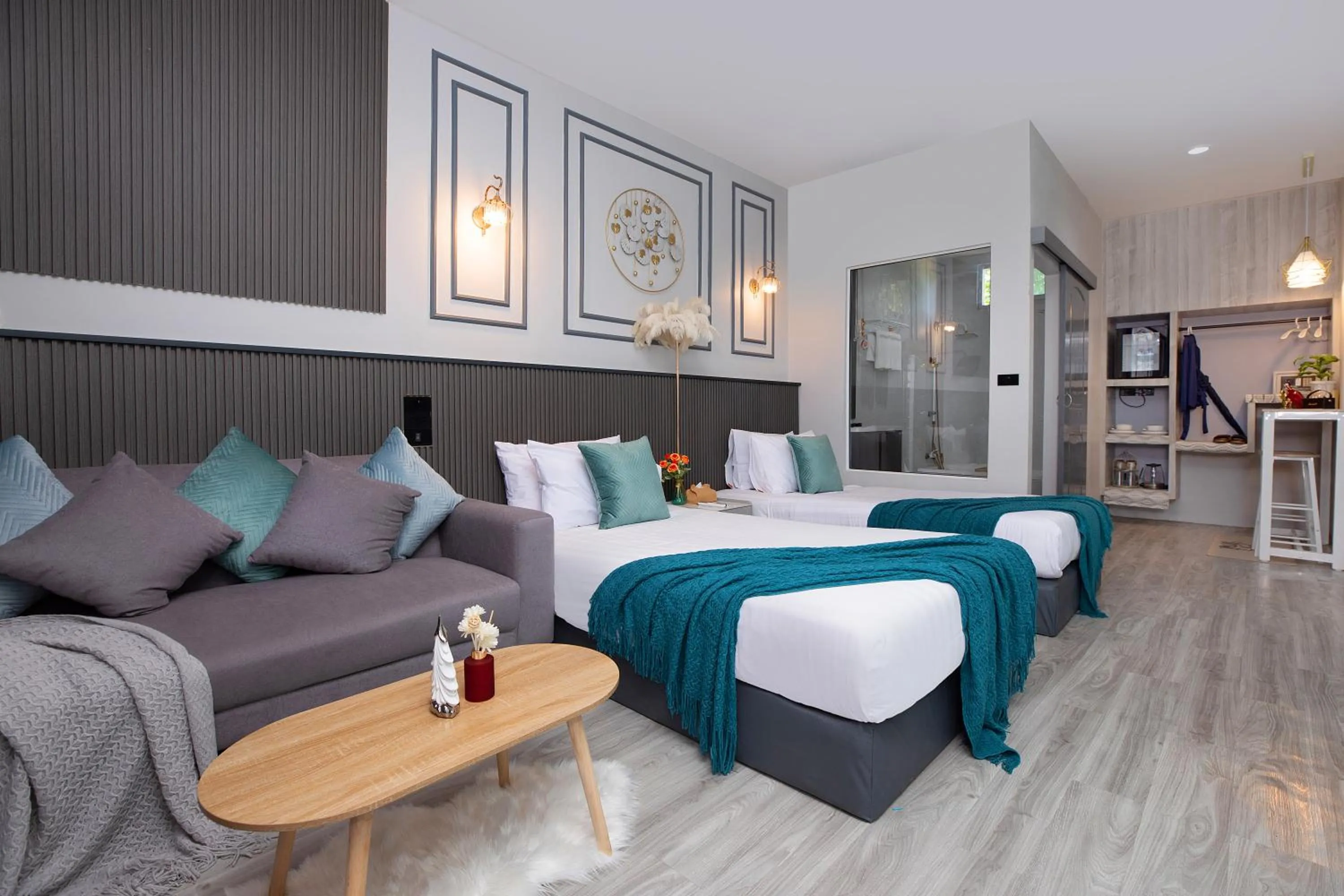 Living room, Bed in Best Time Pool Suites