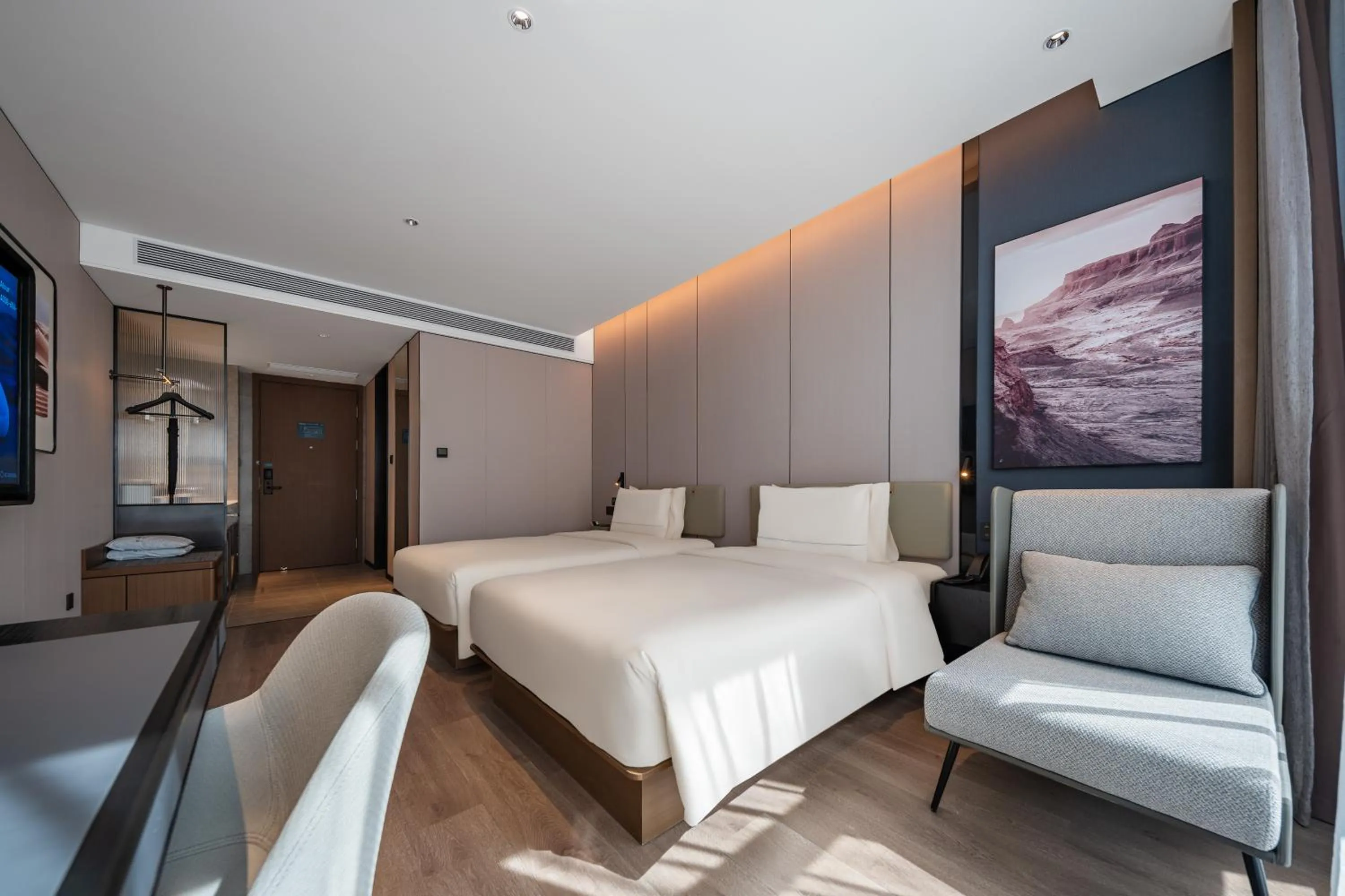 Bed in Atour Hotel Chongqing Jiangbei Airport Huanshan Park