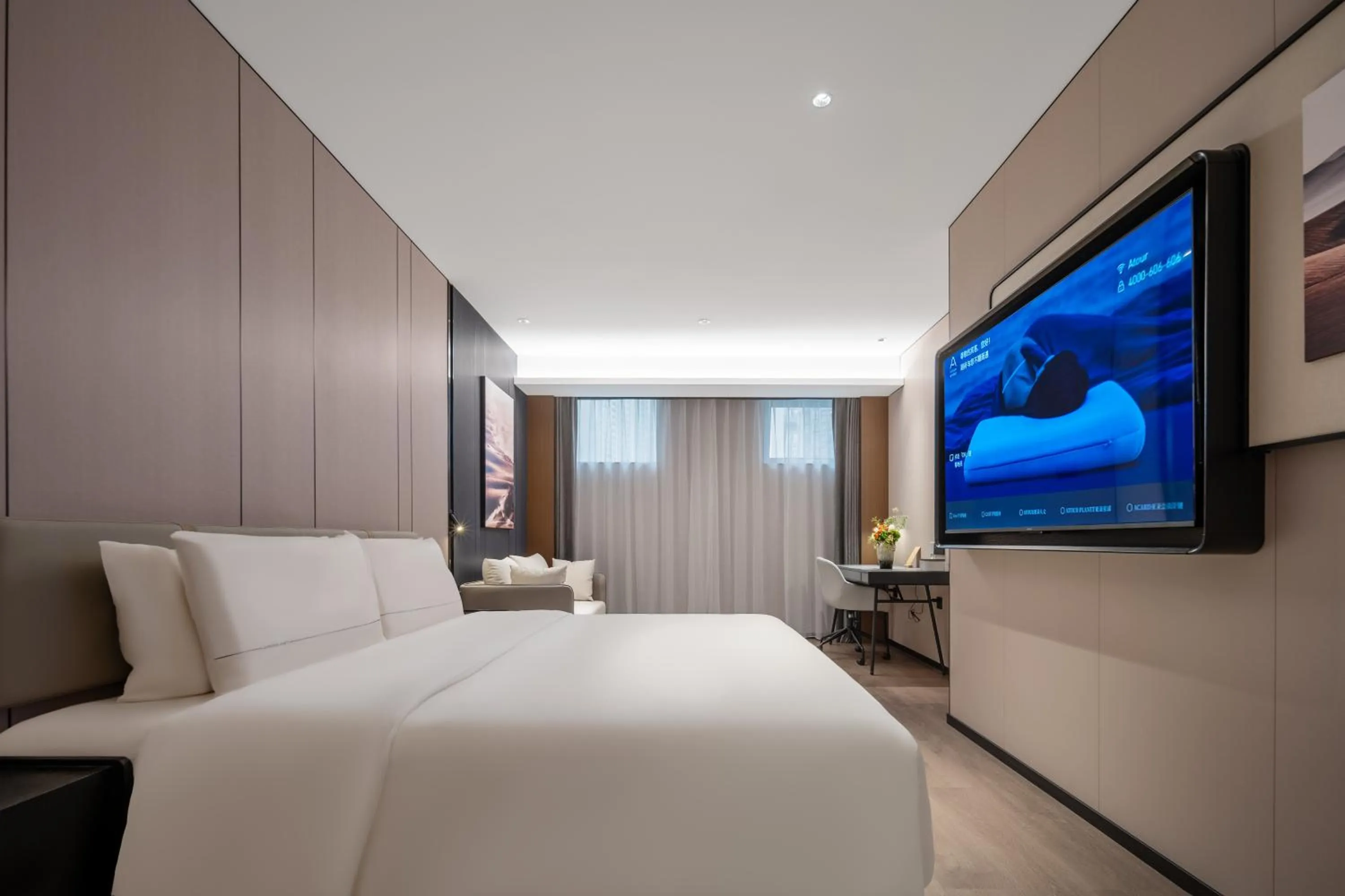 Bed in Atour Hotel Chongqing Jiangbei Airport Huanshan Park