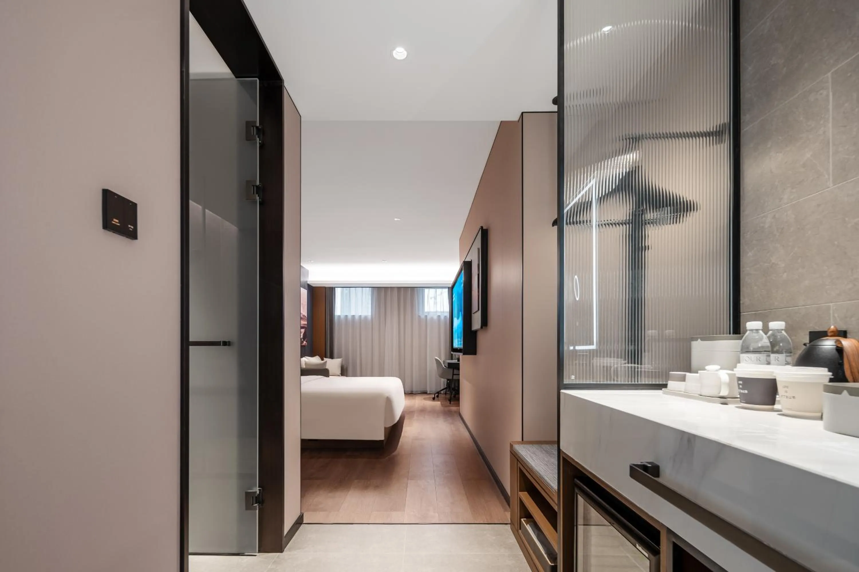 Bed in Atour Hotel Chongqing Jiangbei Airport Huanshan Park