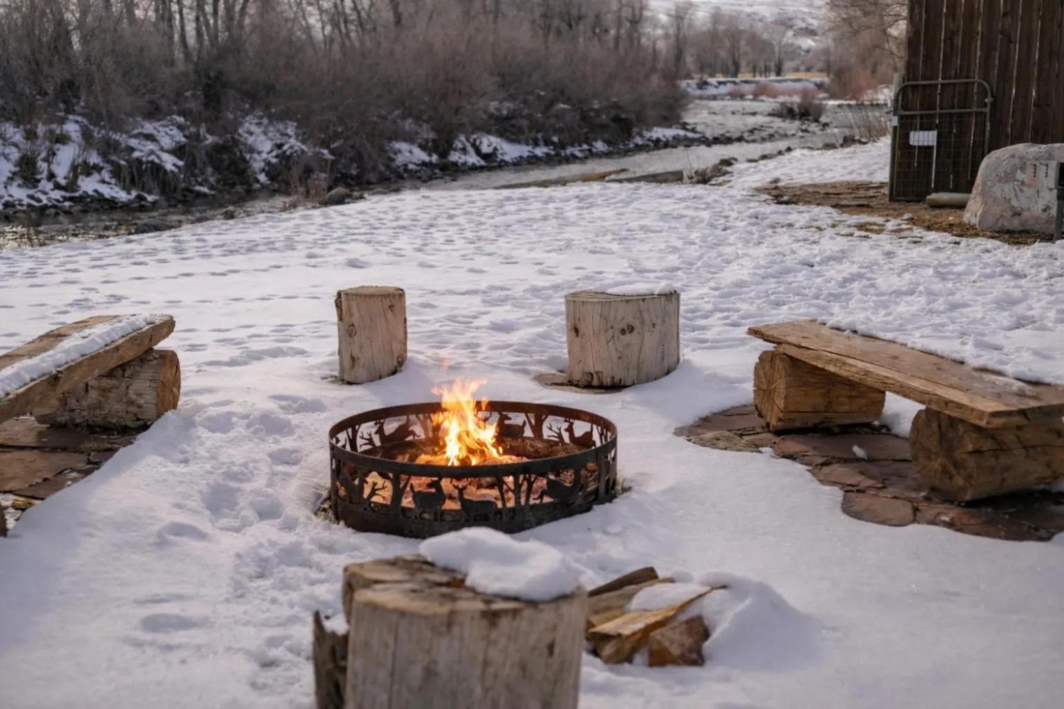 fireplace in Chinook Winds Lodge
