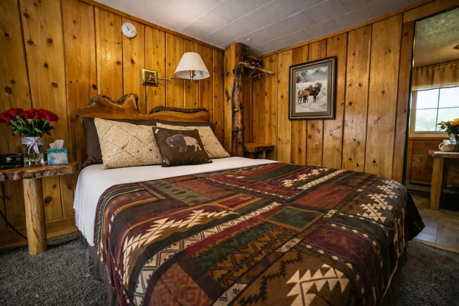 Bed in Chinook Winds Lodge