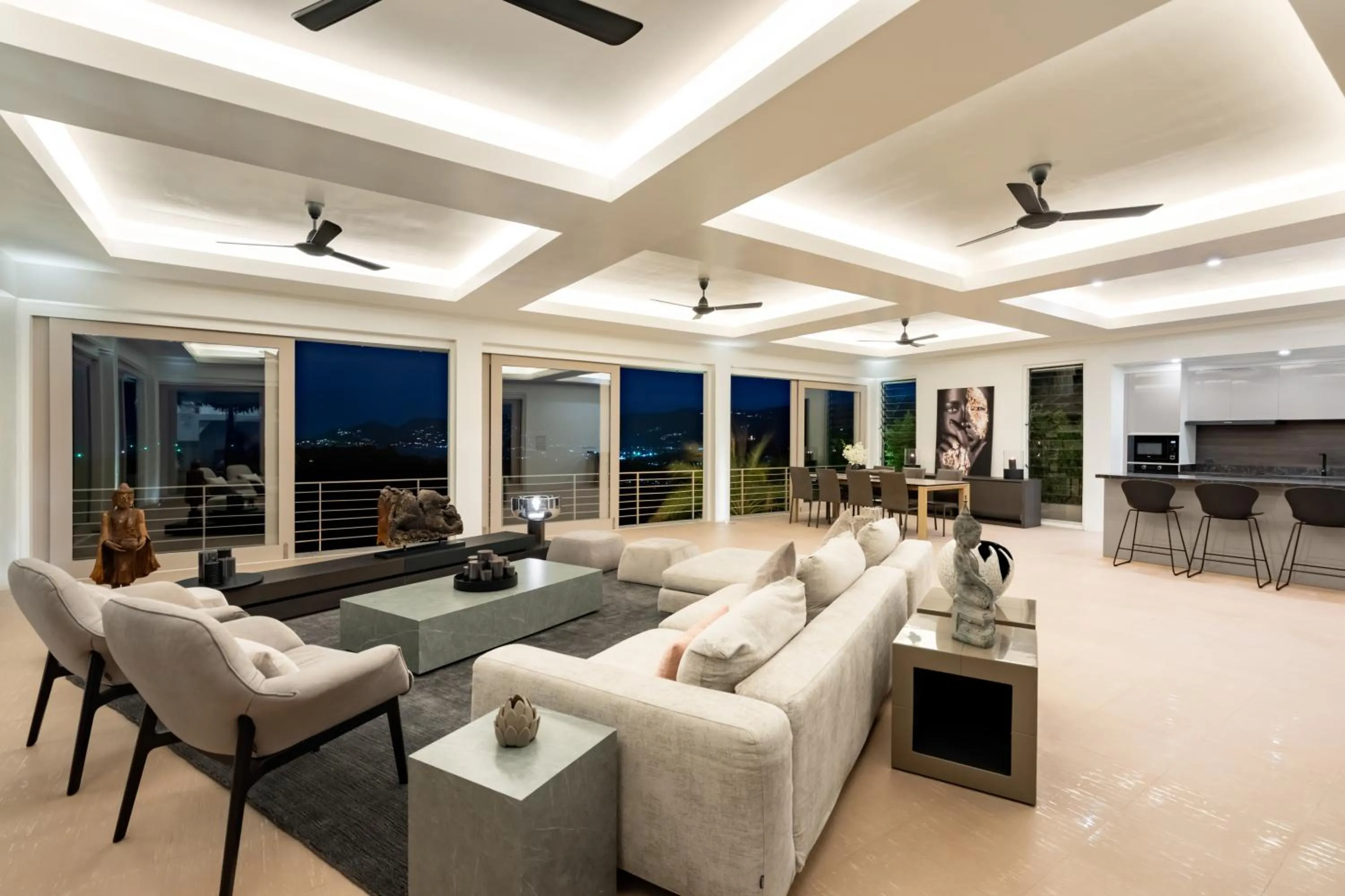 Communal lounge/ TV room in Villa Kohia, stunning sea views, breakfast, serviced daily, private dining service on request, North Chaweng