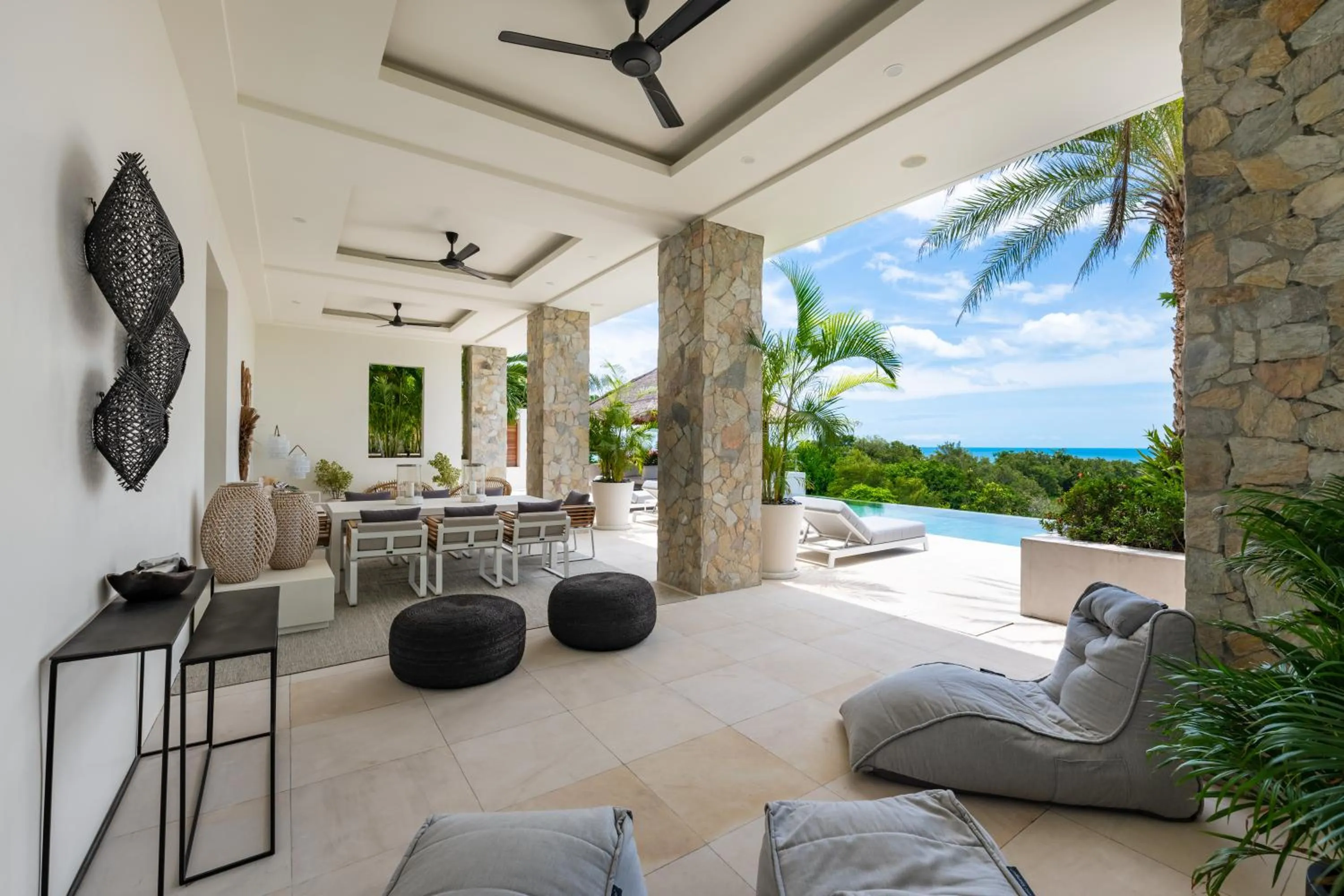 Patio in Villa Kohia, stunning sea views, breakfast, serviced daily, private dining service on request, North Chaweng