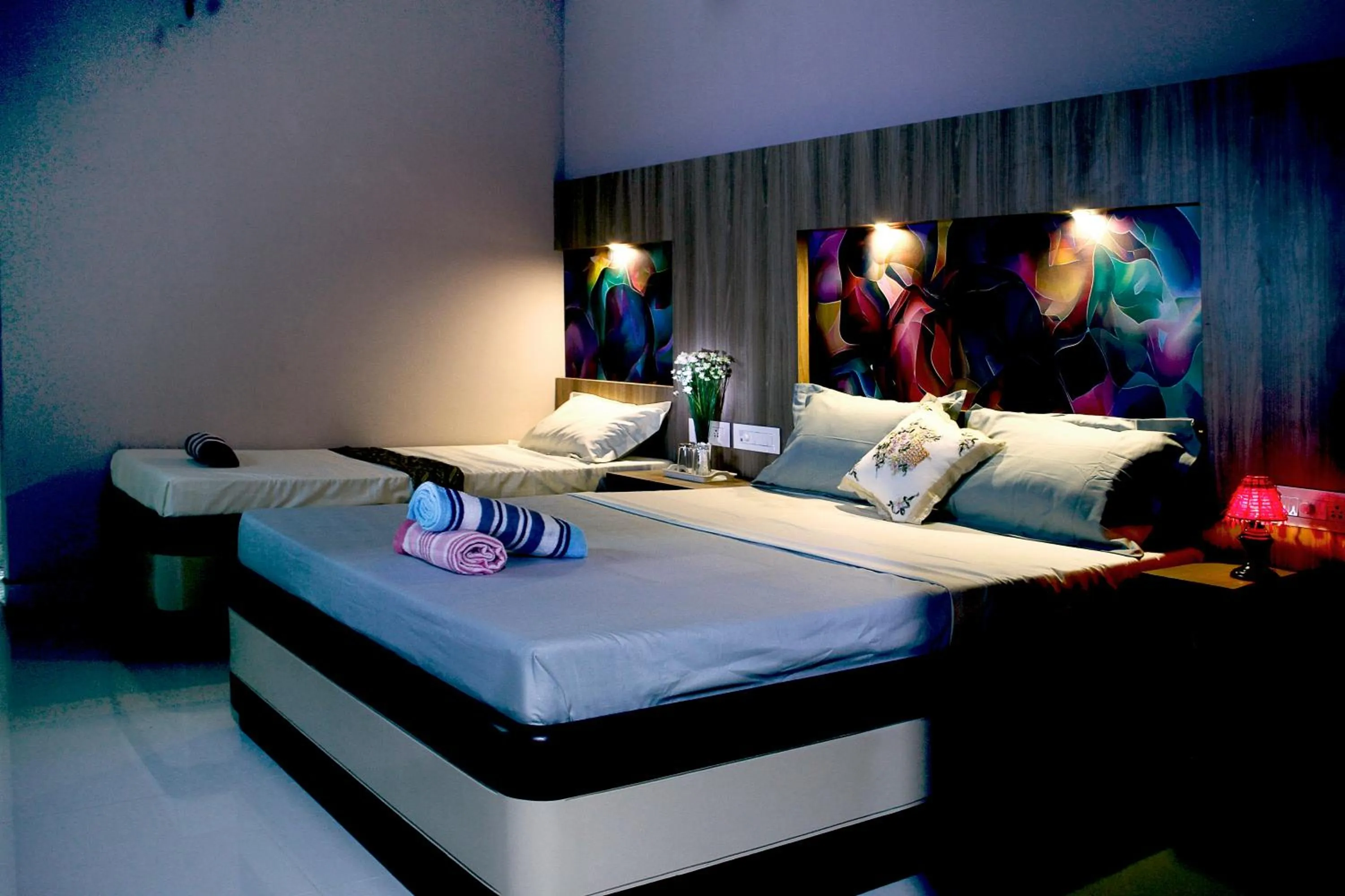 Bed in Hotel Skyark