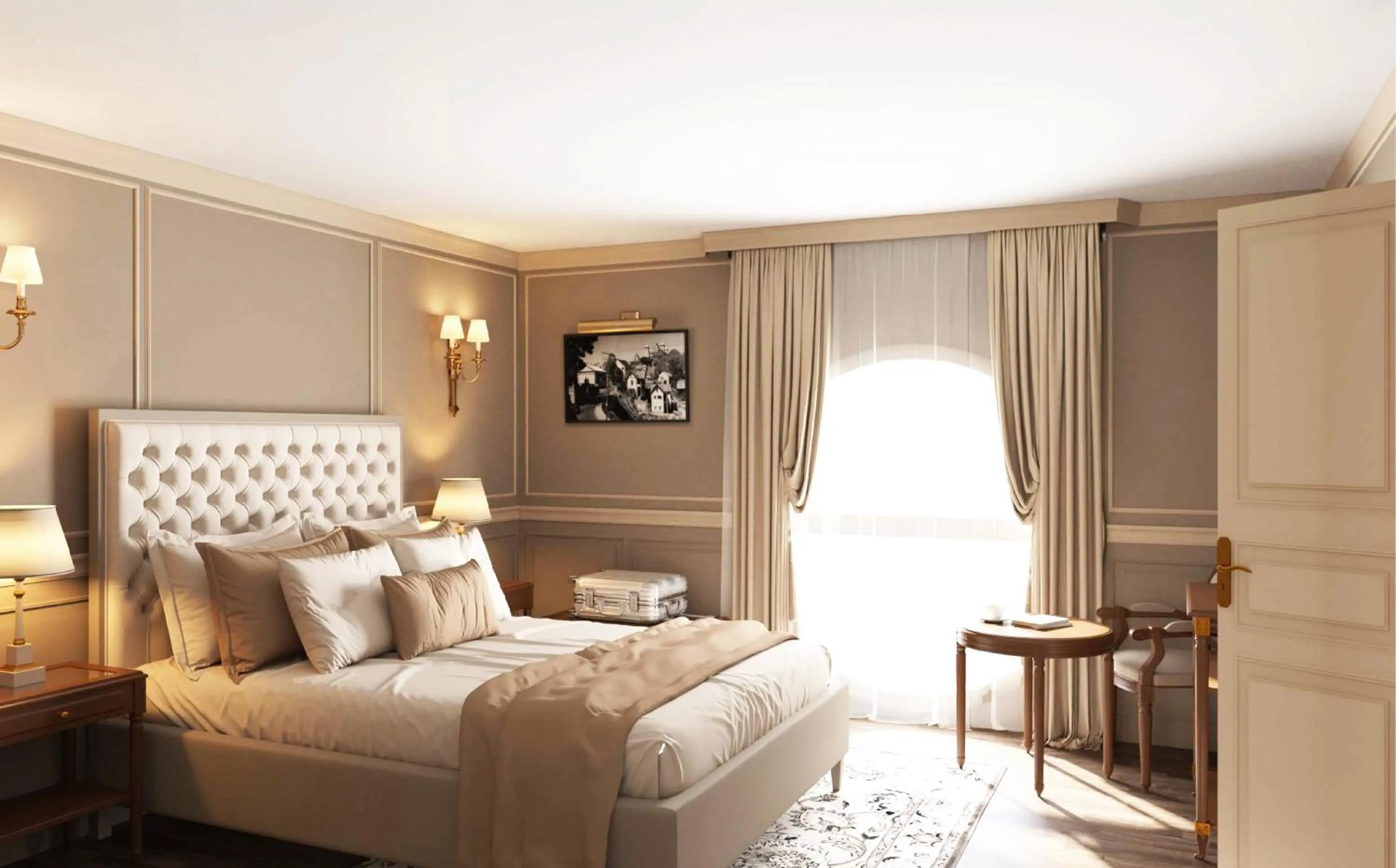 Bed in Hôtel Colbert Palace