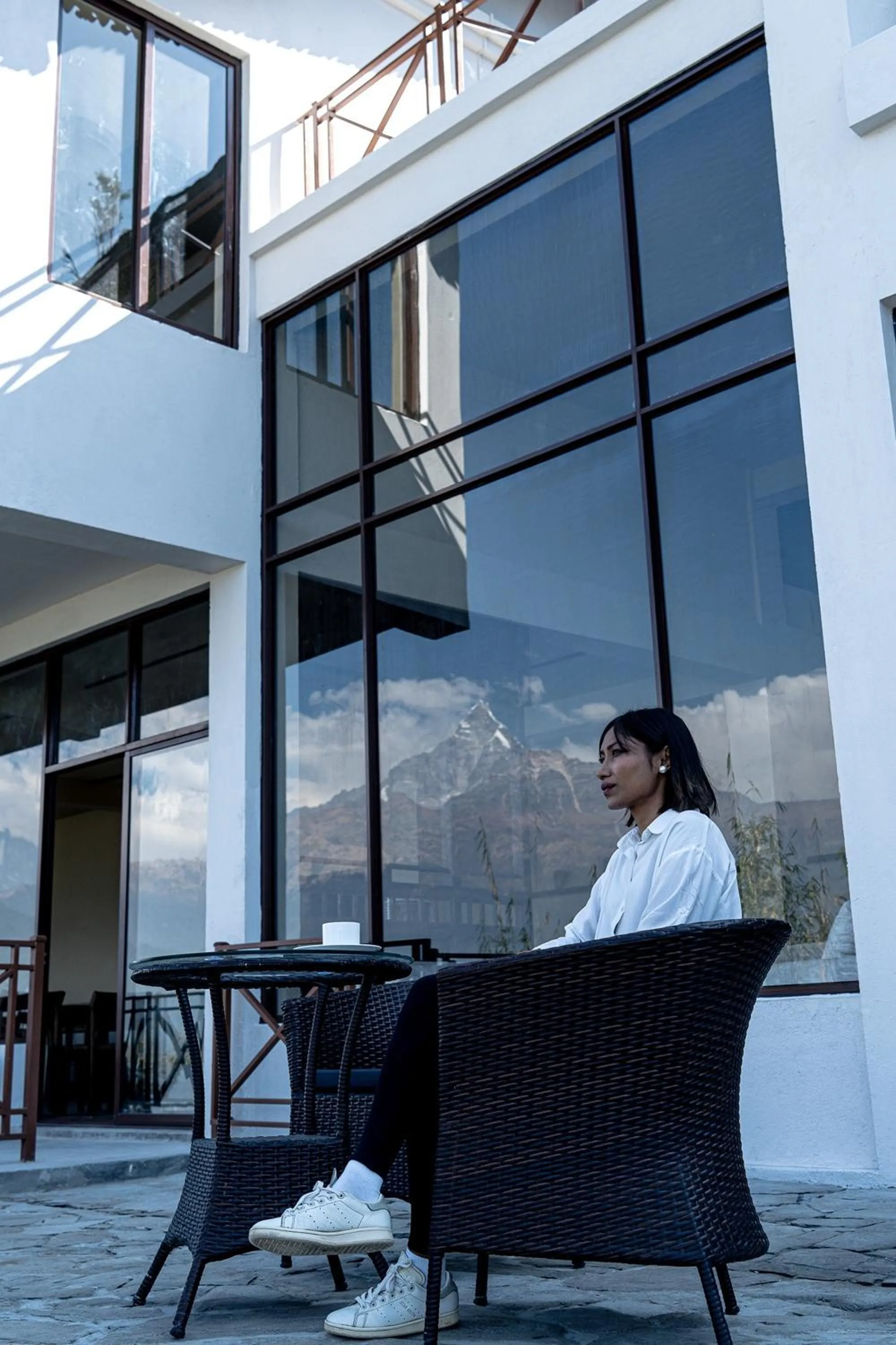 group of guests in Nana Mountain Resort Mt Annapurna View