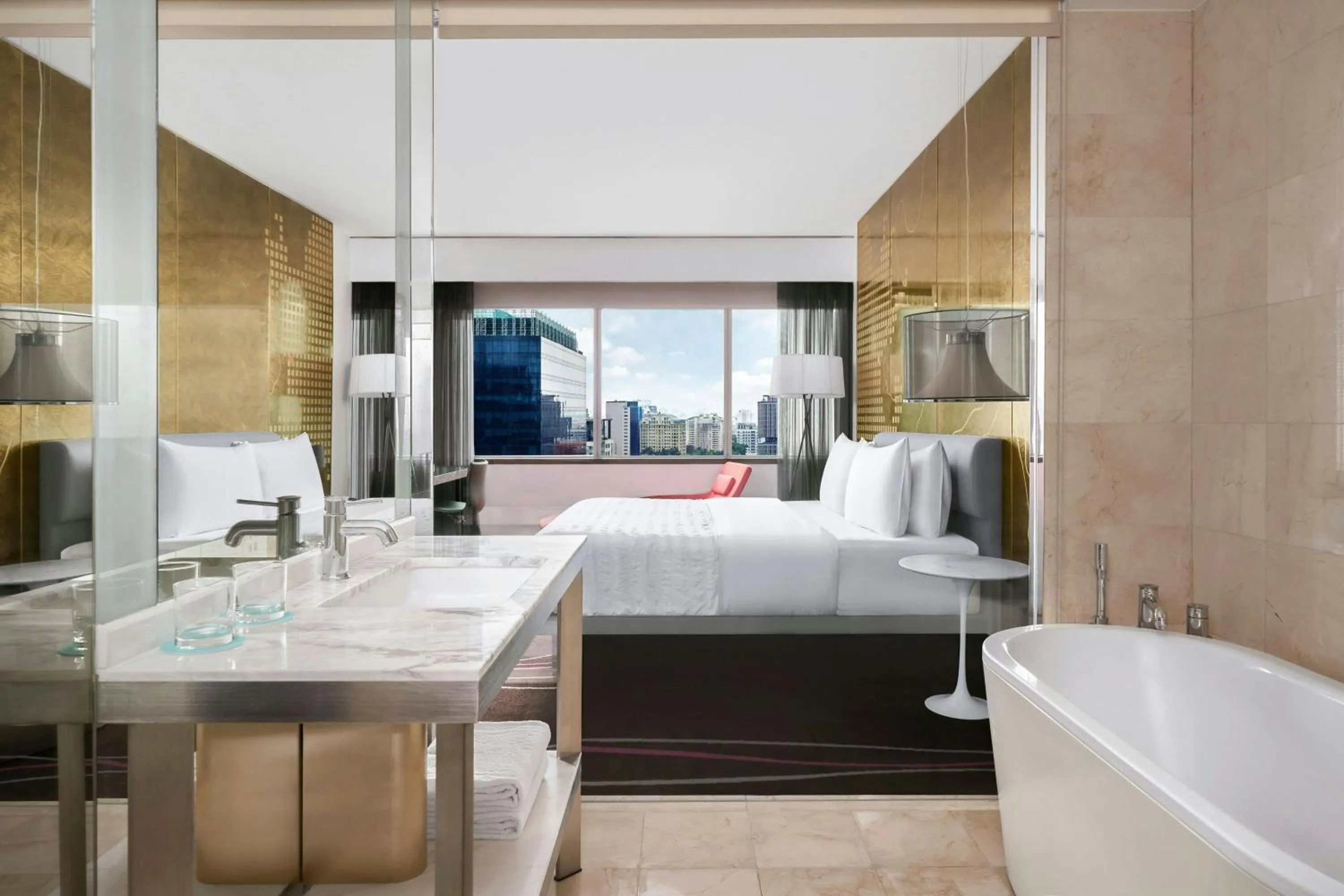 Bathroom, Bed in Le Meridien Saigon