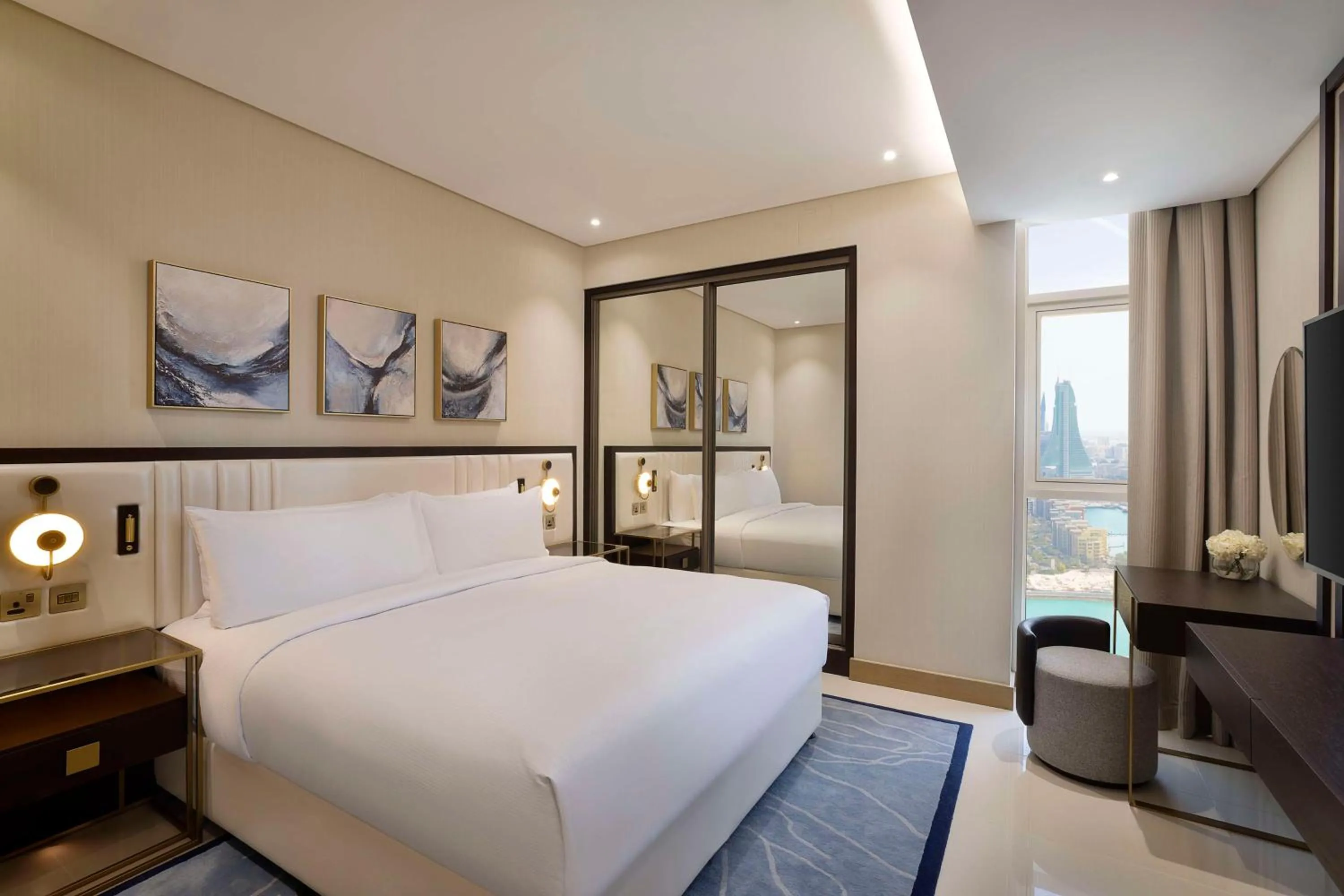 Bed in Hilton Bahrain City Centre Hotel & Residences