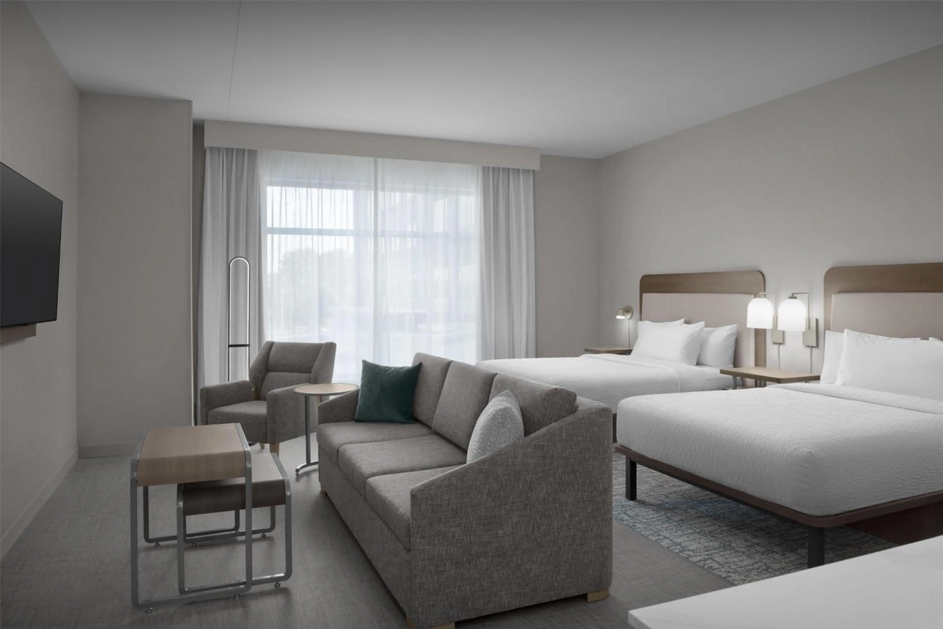 Living room, Bed in Homewood Suites By Hilton Columbia Downtown