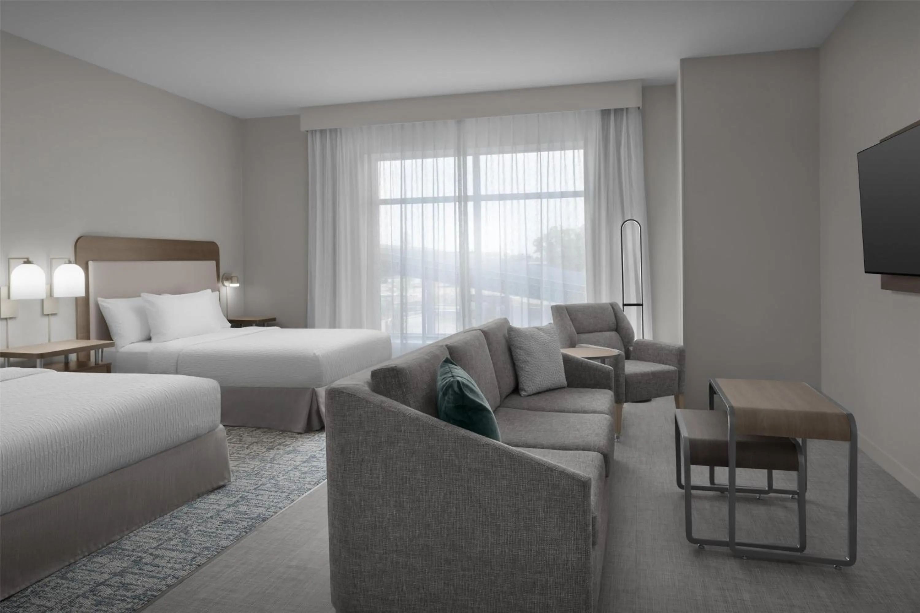 Living room, Bed in Homewood Suites By Hilton Columbia Downtown