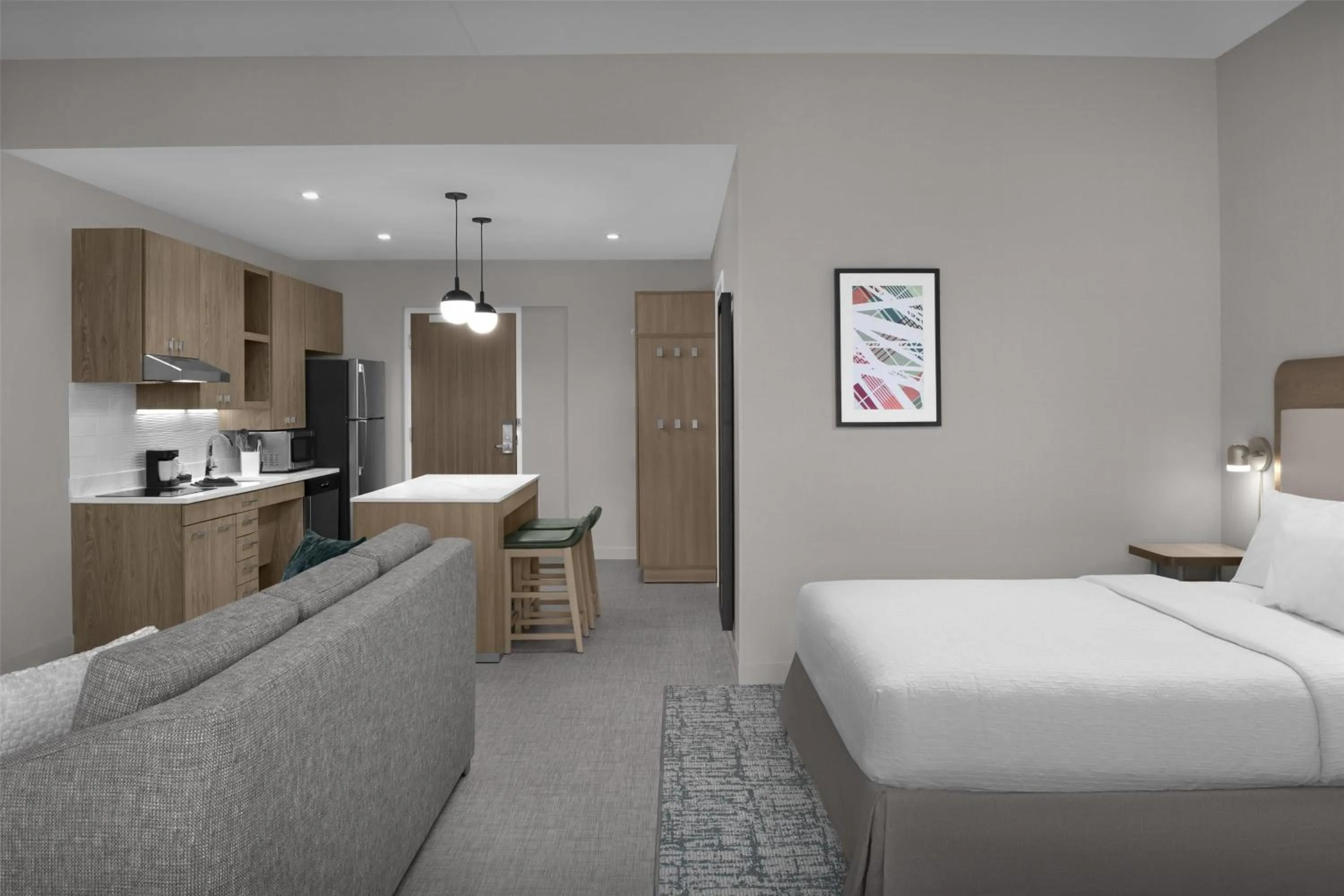 Kitchen or kitchenette, Bed in Homewood Suites By Hilton Columbia Downtown