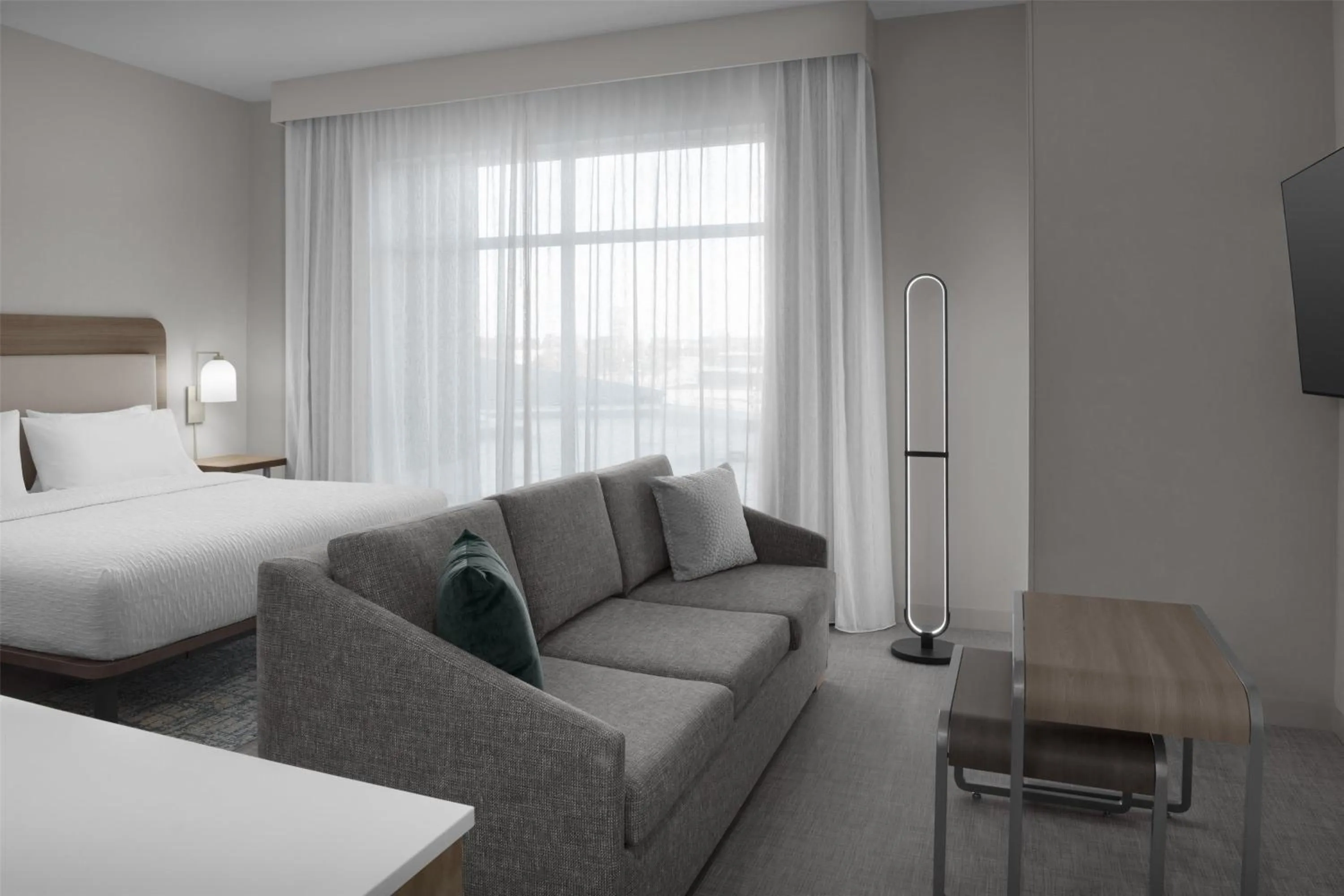 Living room, Bed in Homewood Suites By Hilton Columbia Downtown