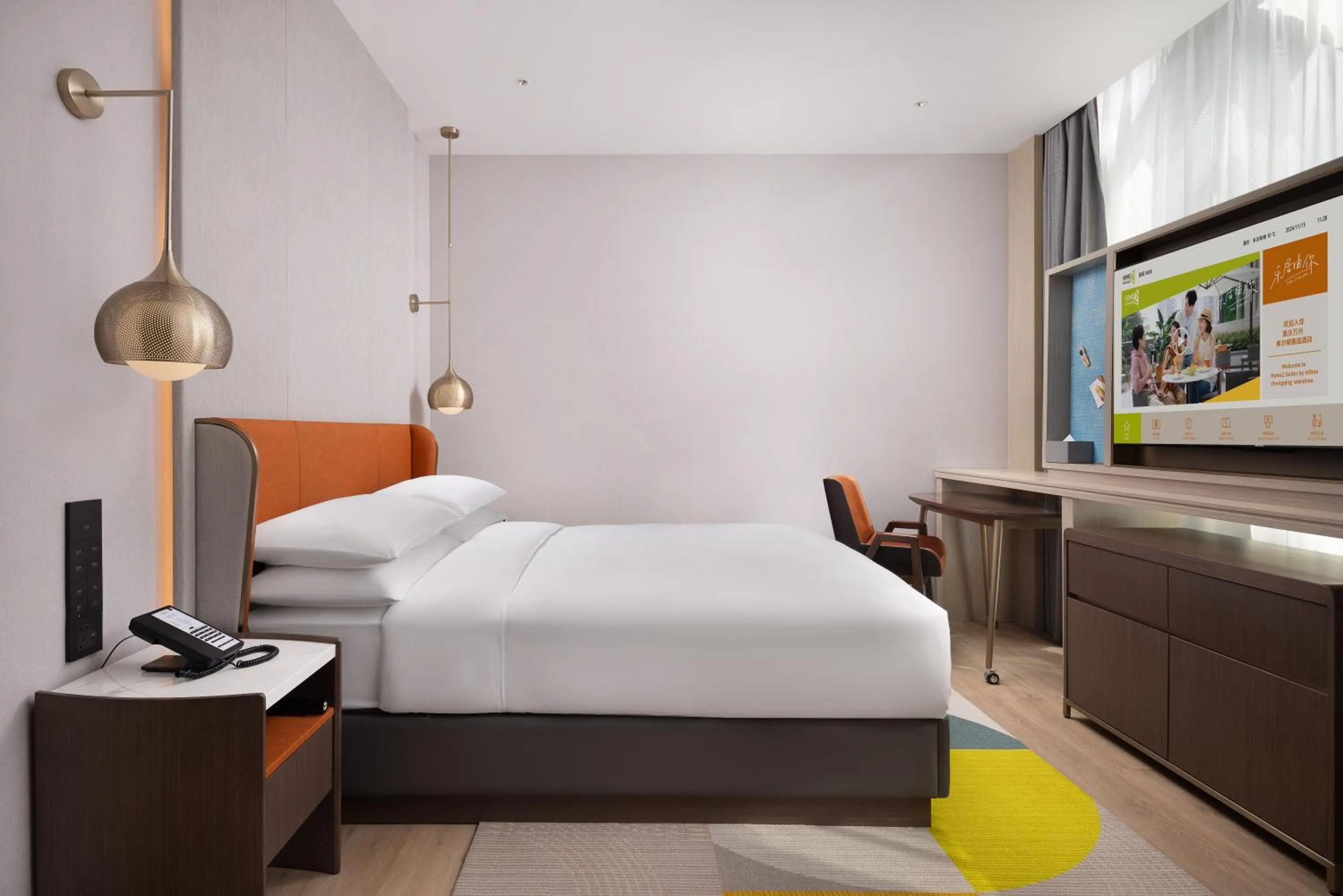 Photo of the whole room, Bed in Home2 Suite by Hilton Chongqing Wanzhou