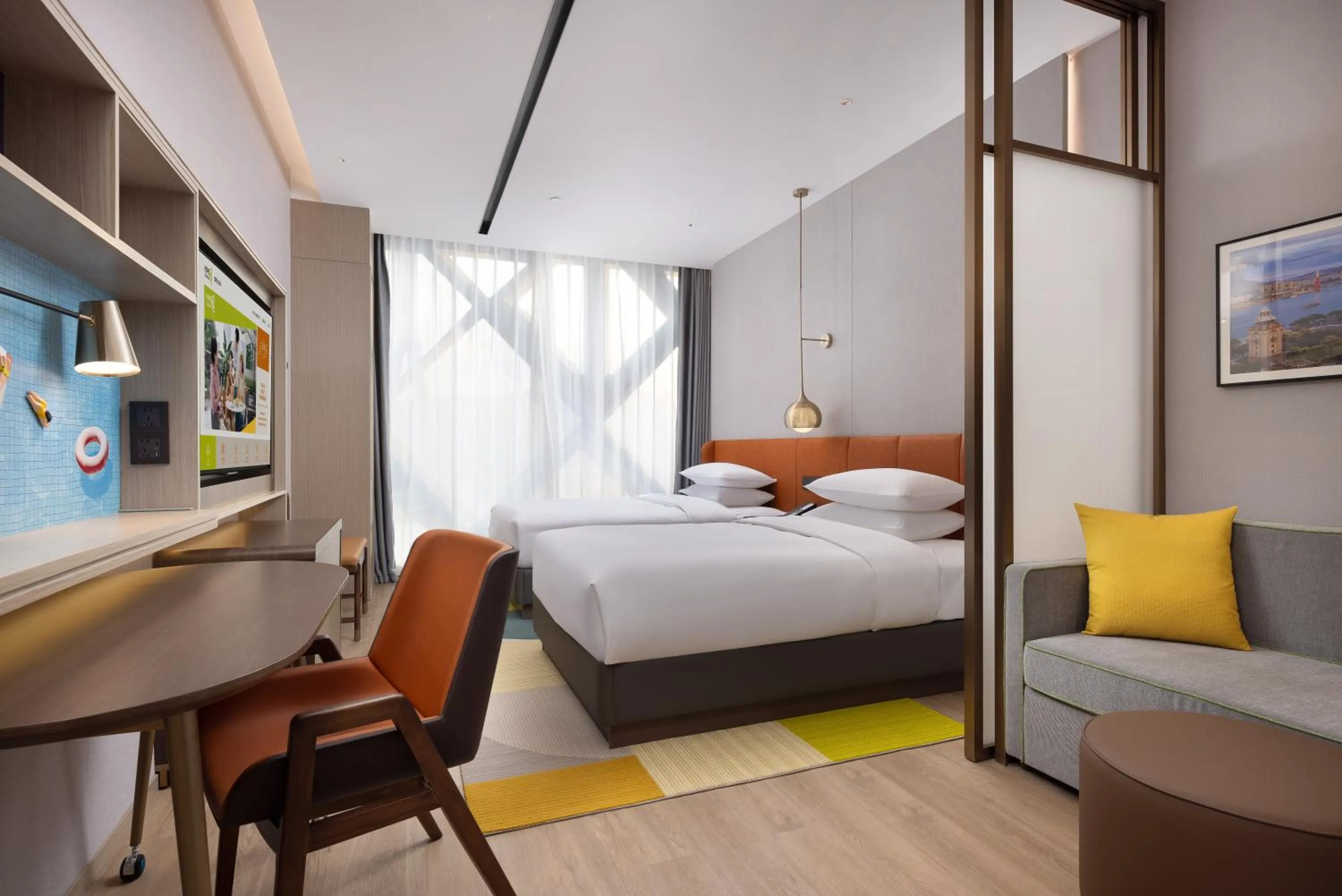Photo of the whole room, Bed in Home2 Suite by Hilton Chongqing Wanzhou