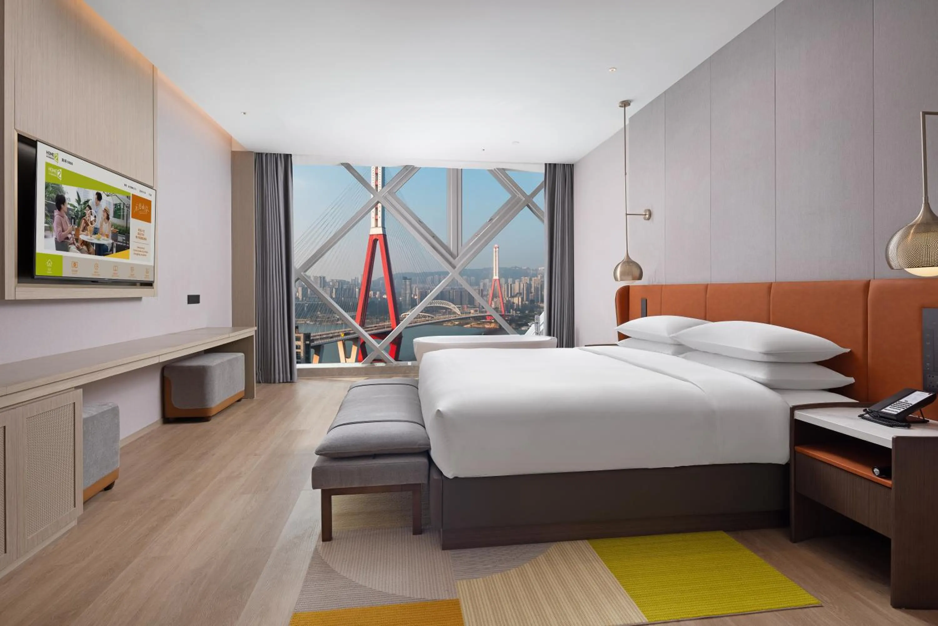 Photo of the whole room, Bed in Home2 Suite by Hilton Chongqing Wanzhou