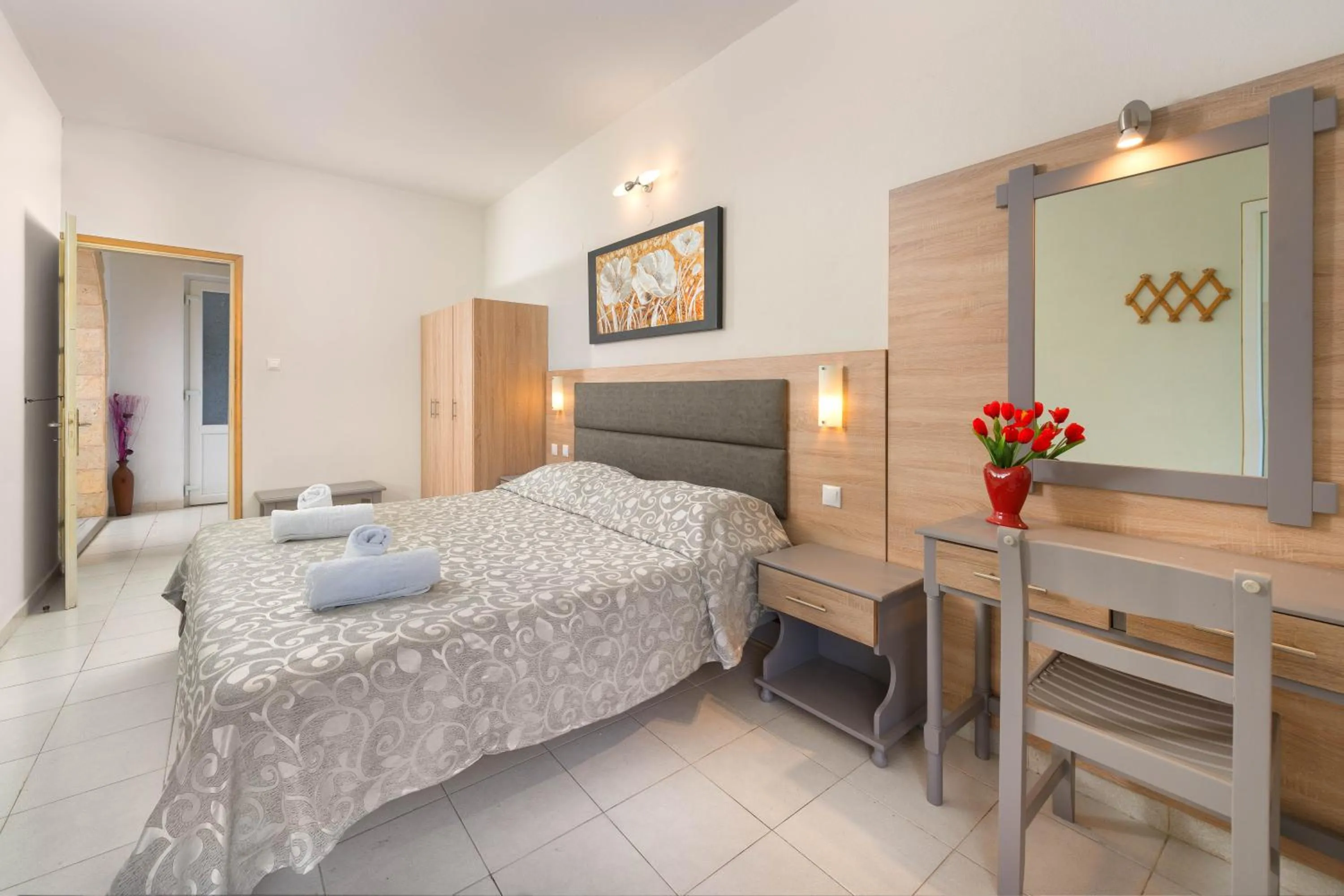 Bedroom, Bed in Melody Studios Faliraki