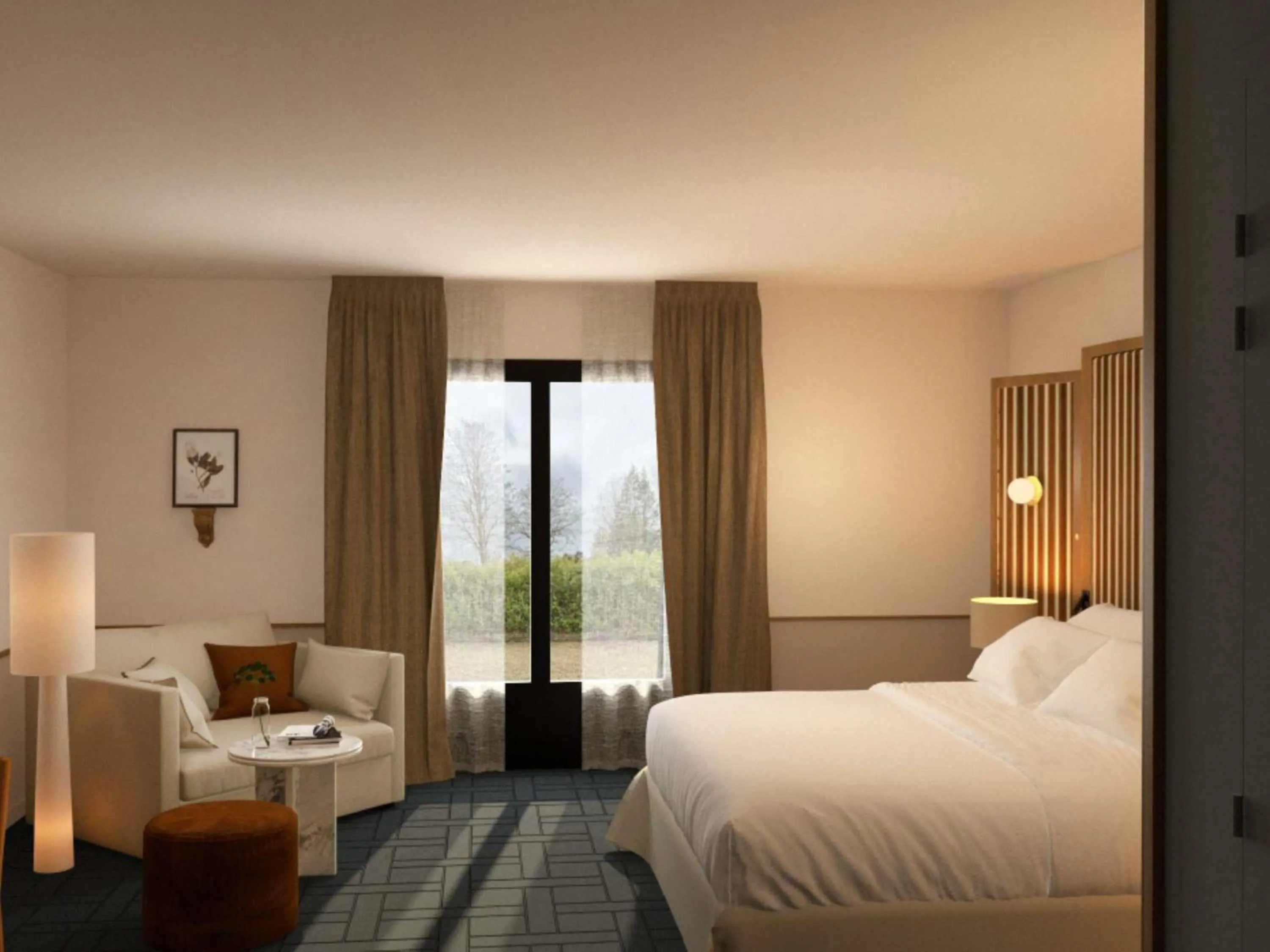 Bedroom, Bed in Hotel de L'Abbaye Le Tronchet - Handwritten Collection