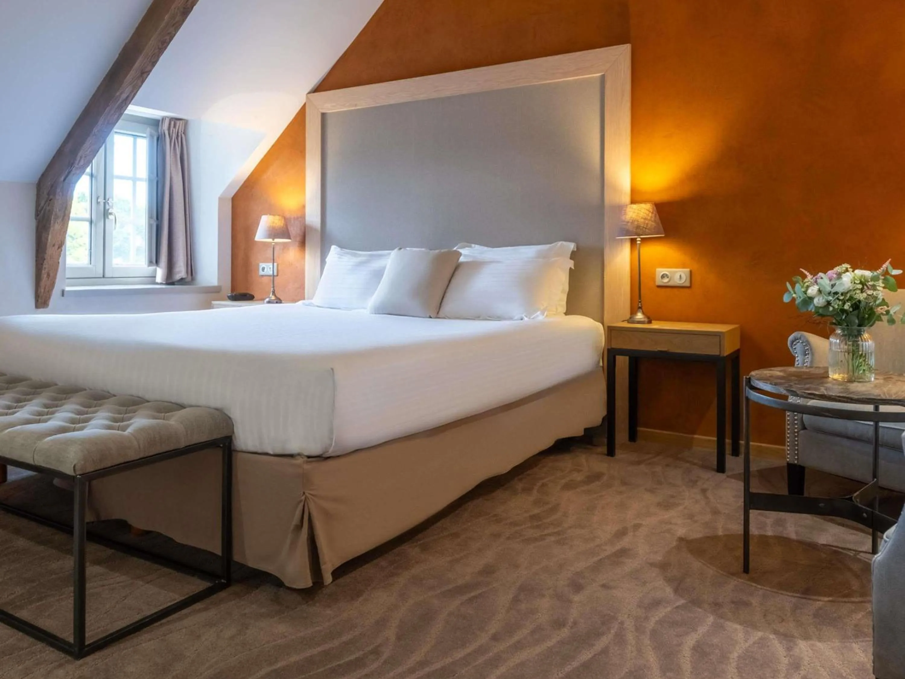 Bedroom, Bed in Hotel de L'Abbaye Le Tronchet - Handwritten Collection