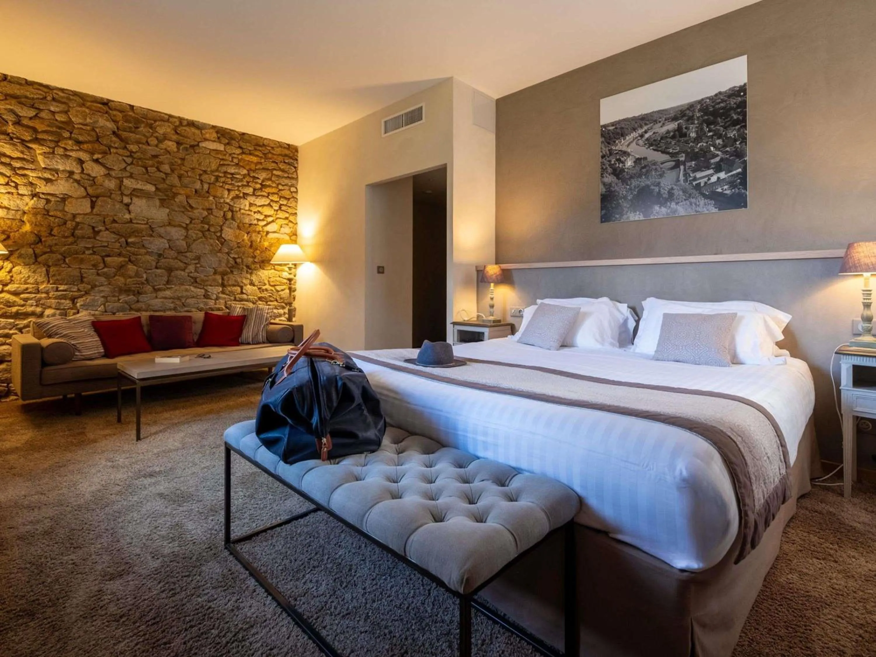 Bedroom, Bed in Hotel de L'Abbaye Le Tronchet - Handwritten Collection
