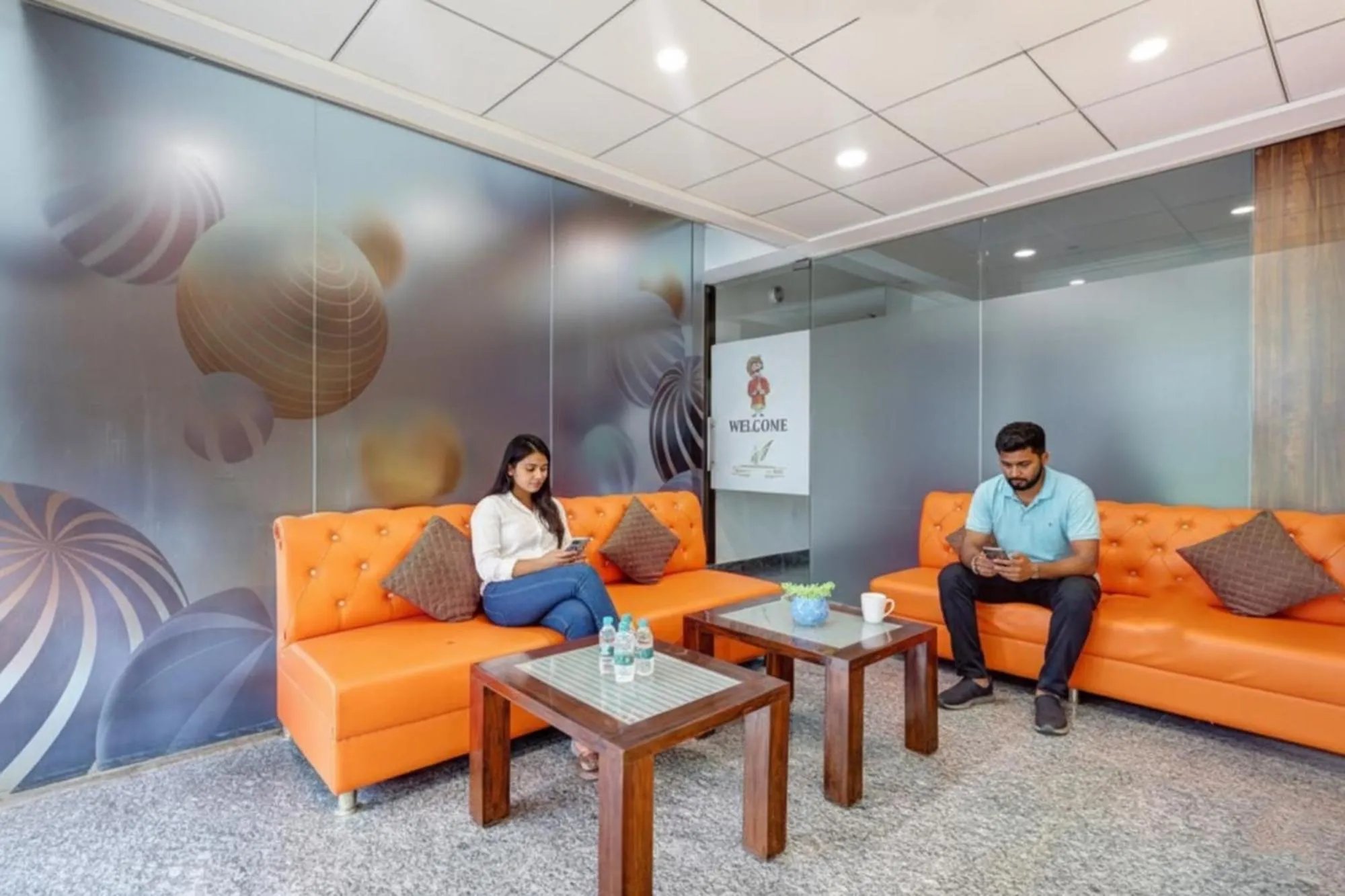 Seating area in FabHotel La Corporate Suite