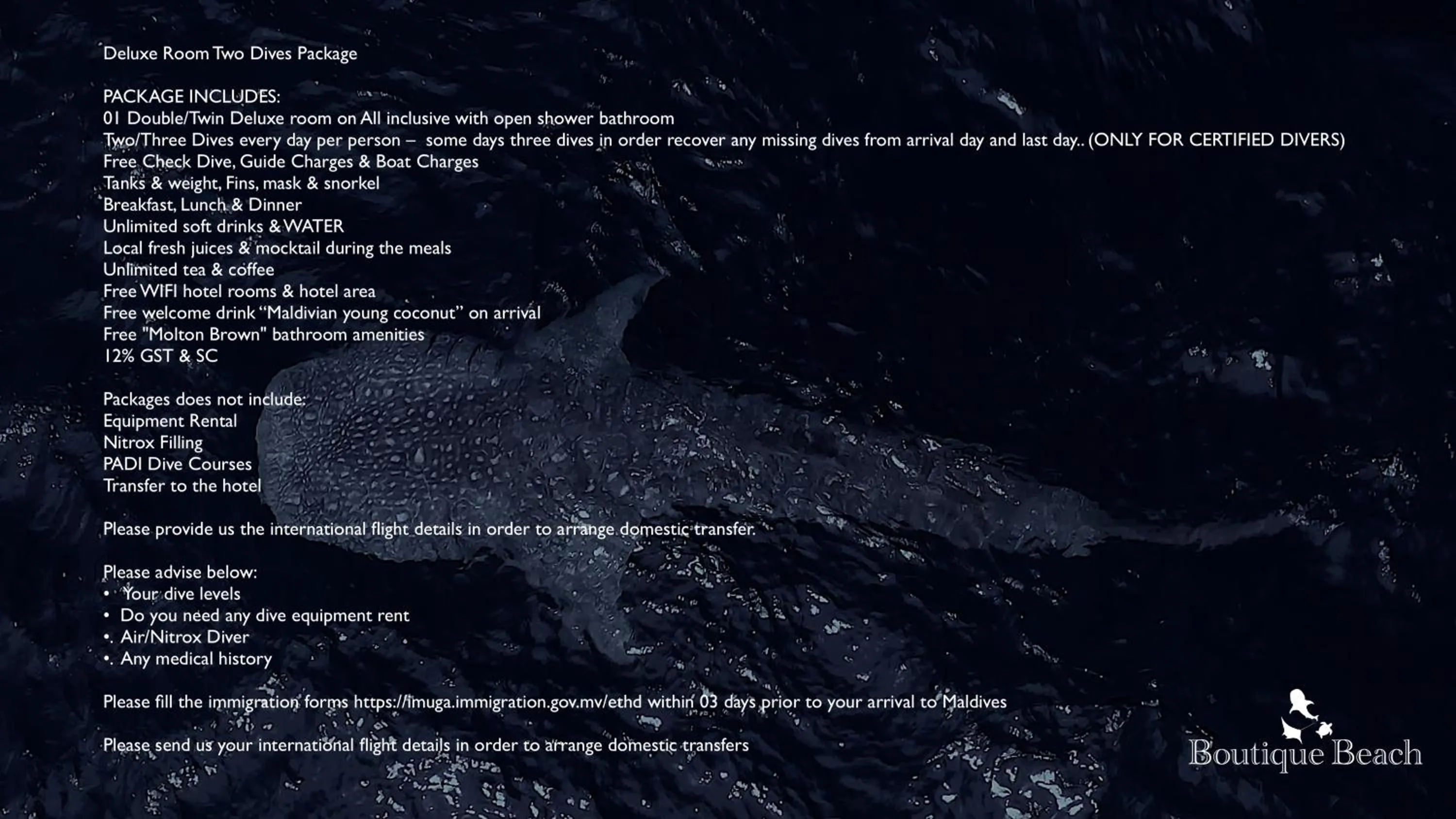 Diving in Boutique Beach All Inclusive Diving Hotel