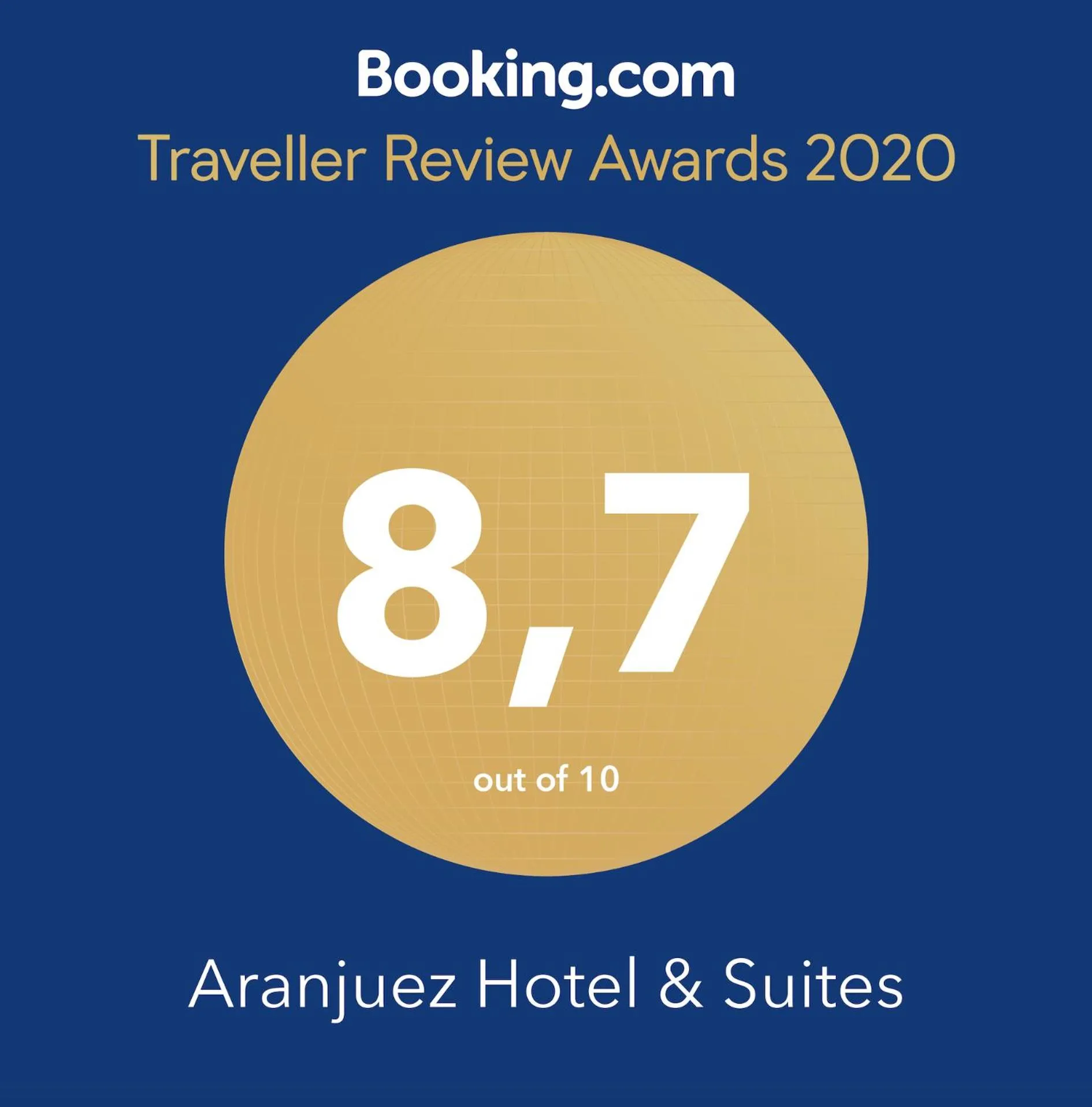 Certificate/Award in Aranjuez Hotel & Suites