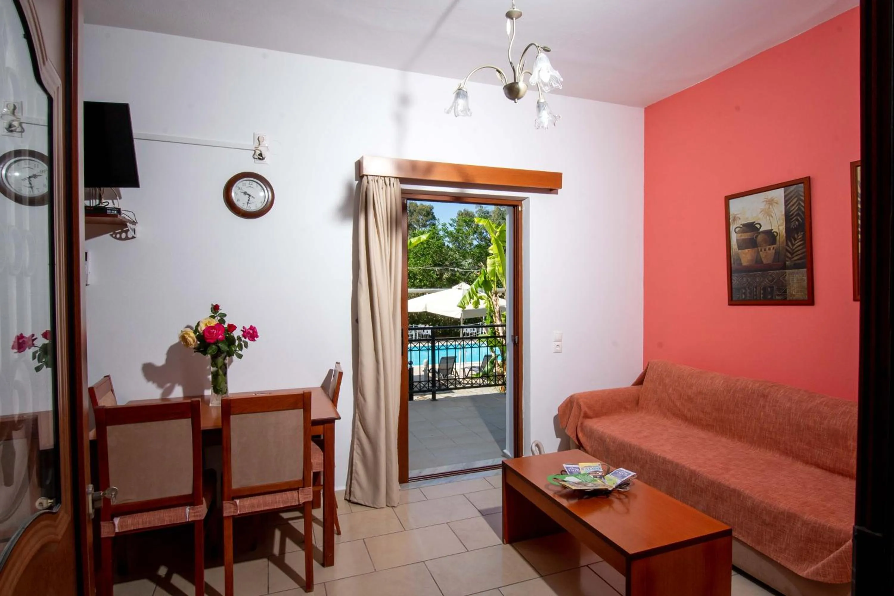 Seating area in Kalloni village apartments