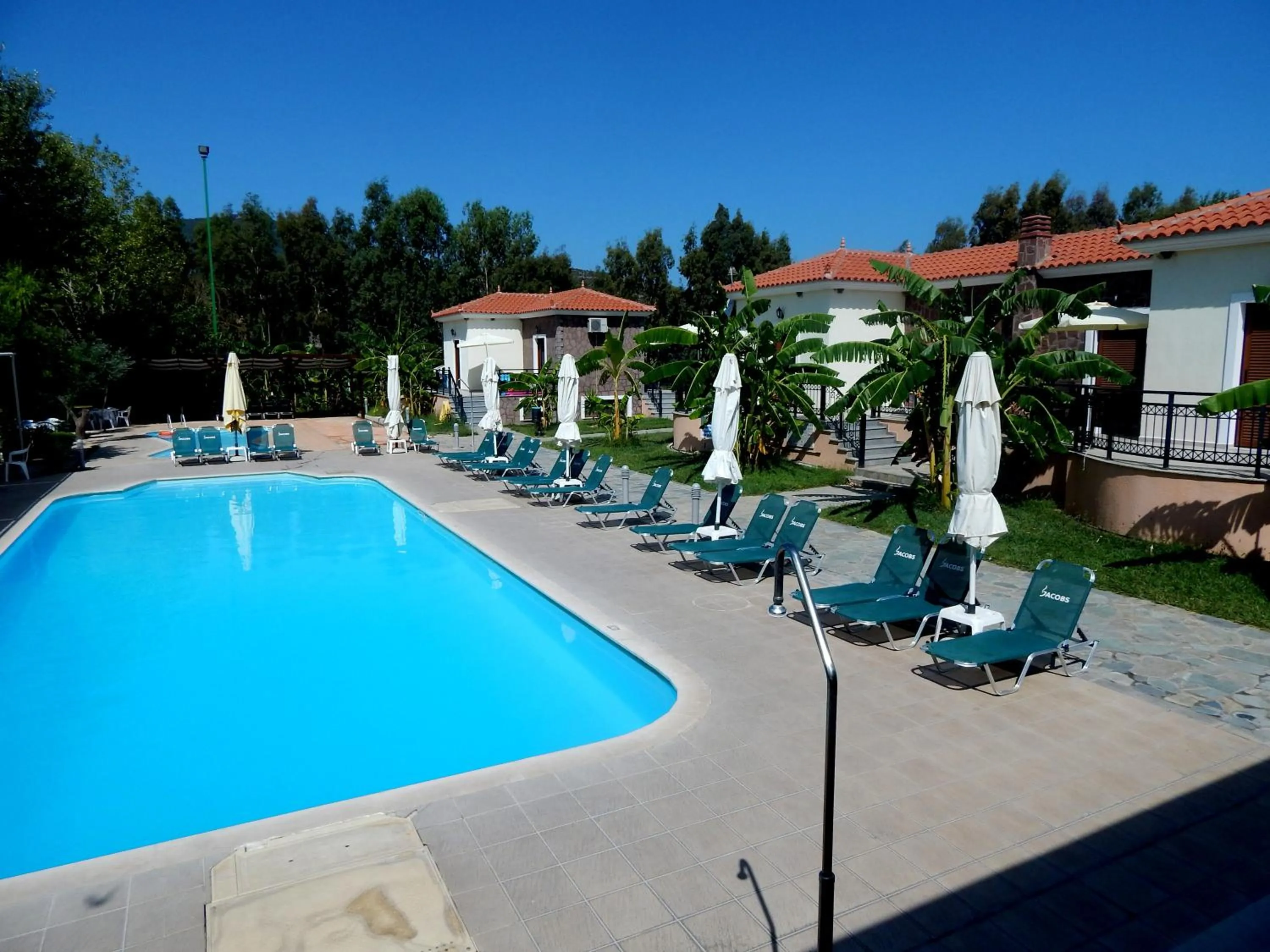 Pool view in Kalloni village apartments