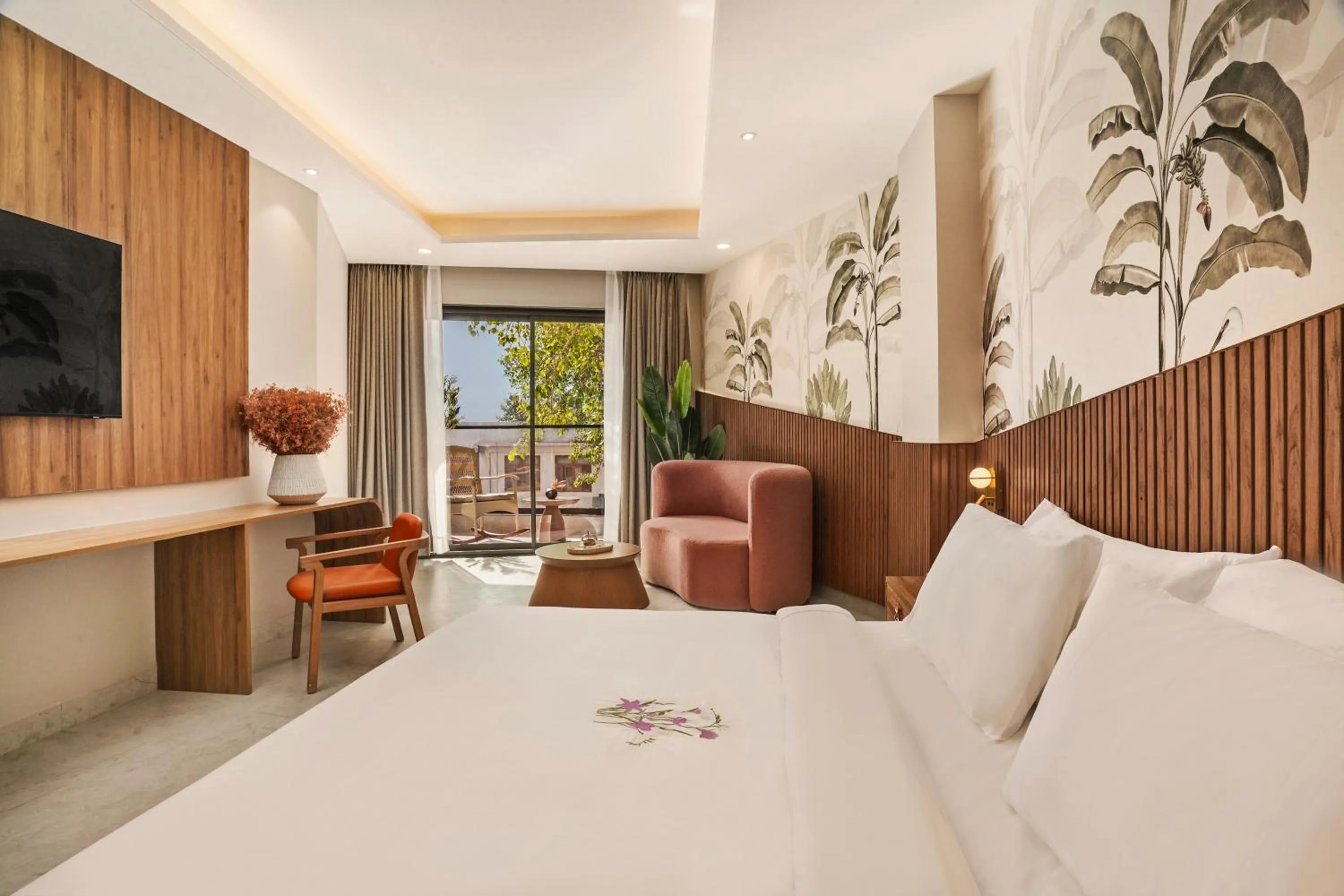 View (from property/room), Bed in ZANA by the Ganges, Tapovan, Rishikesh